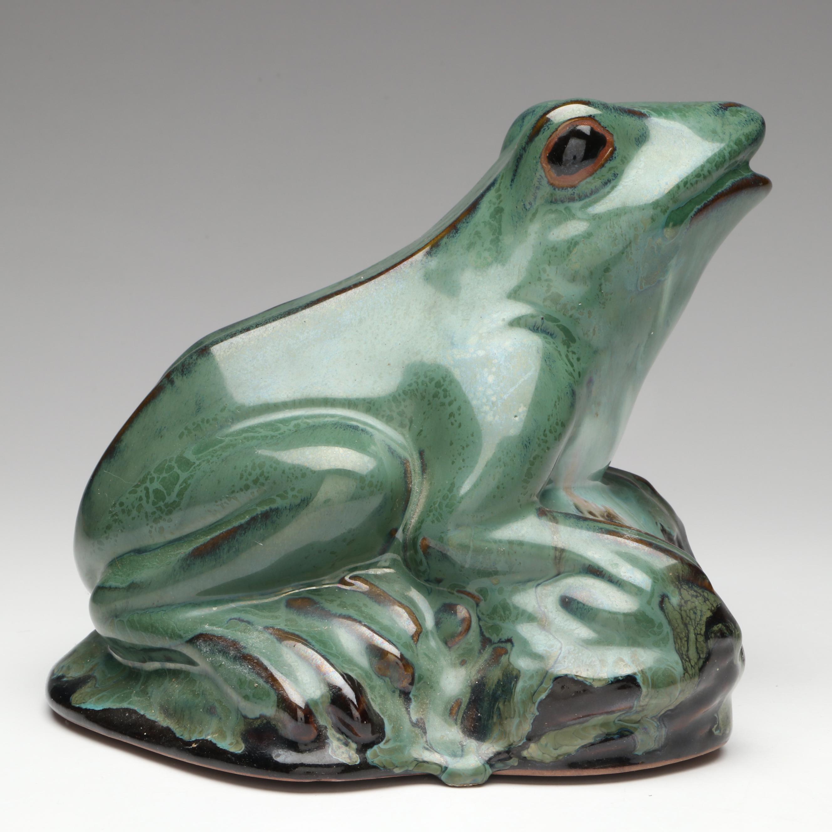 Glazed Green Ceramic Frogs