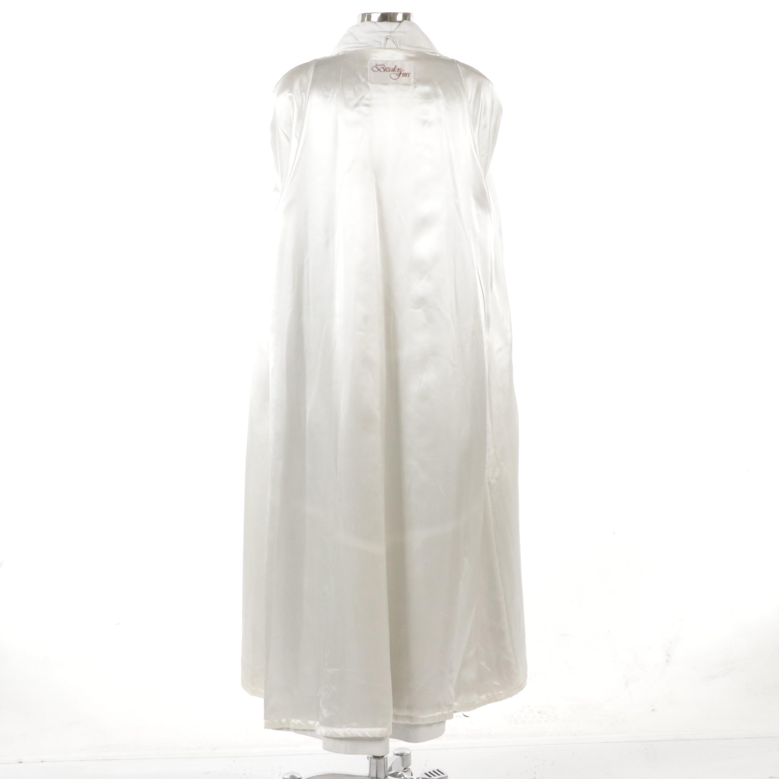 Bizakis Furs White Leather Single Button Full Length Jacket