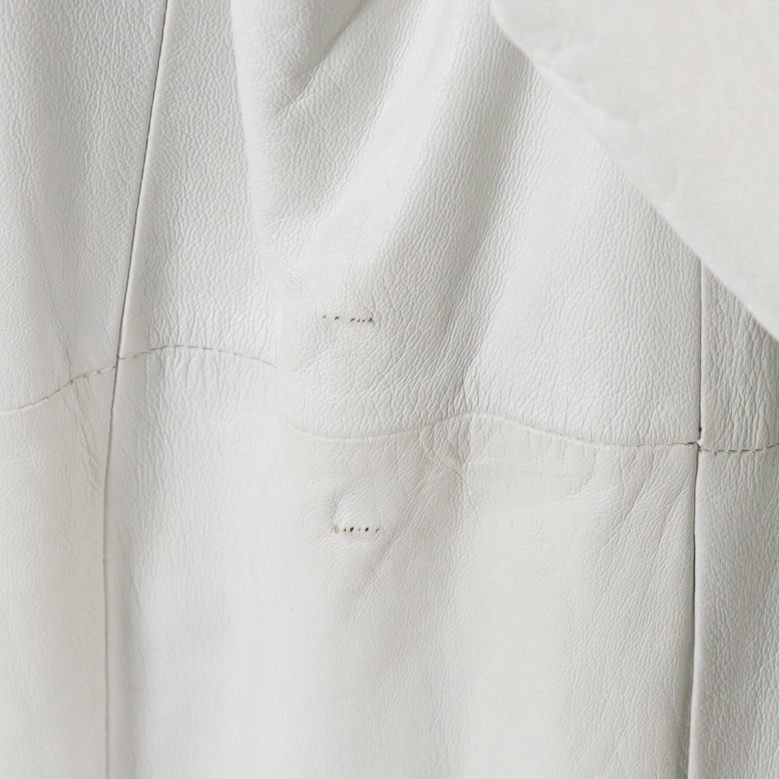 Bizakis Furs White Leather Single Button Full Length Jacket