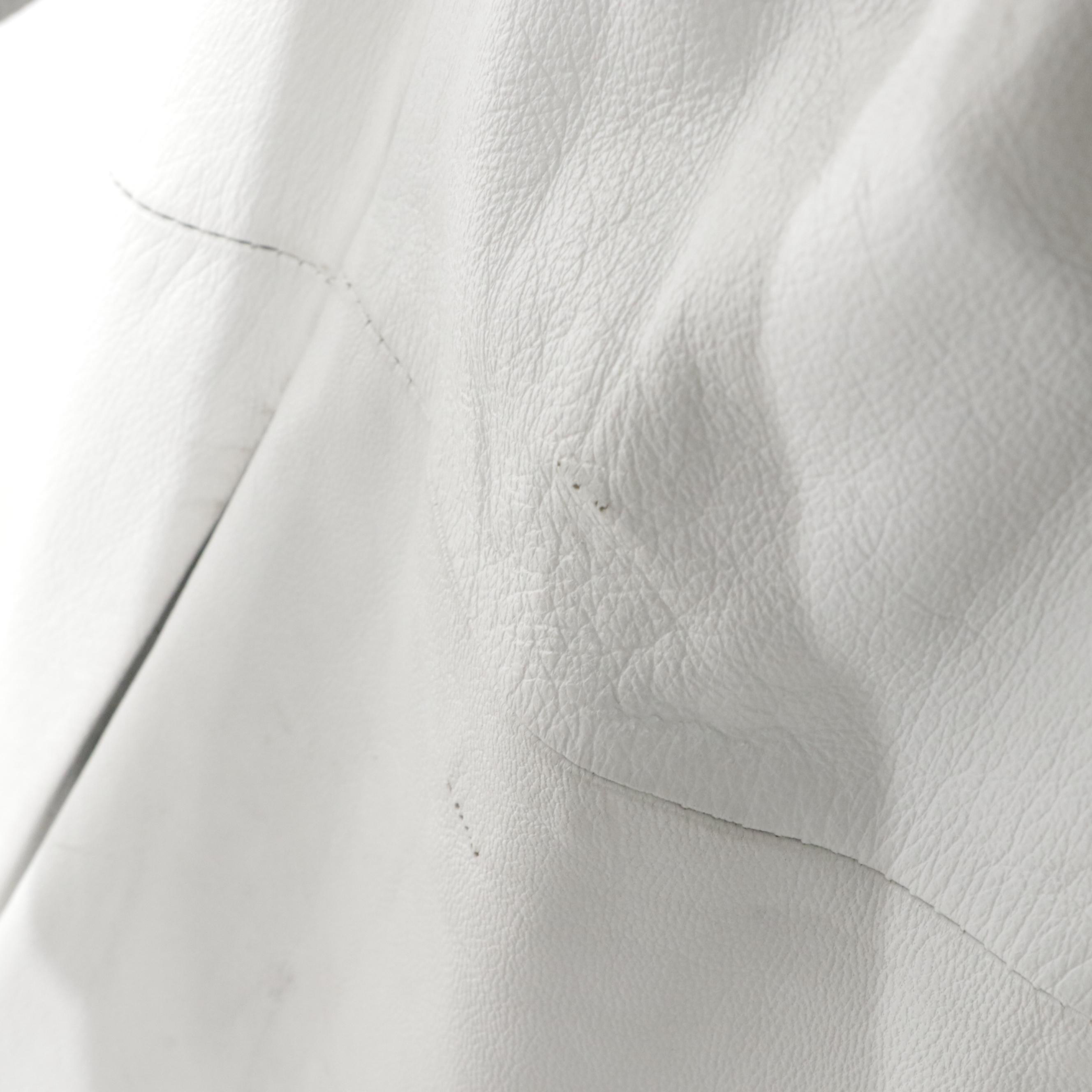 Bizakis Furs White Leather Single Button Full Length Jacket