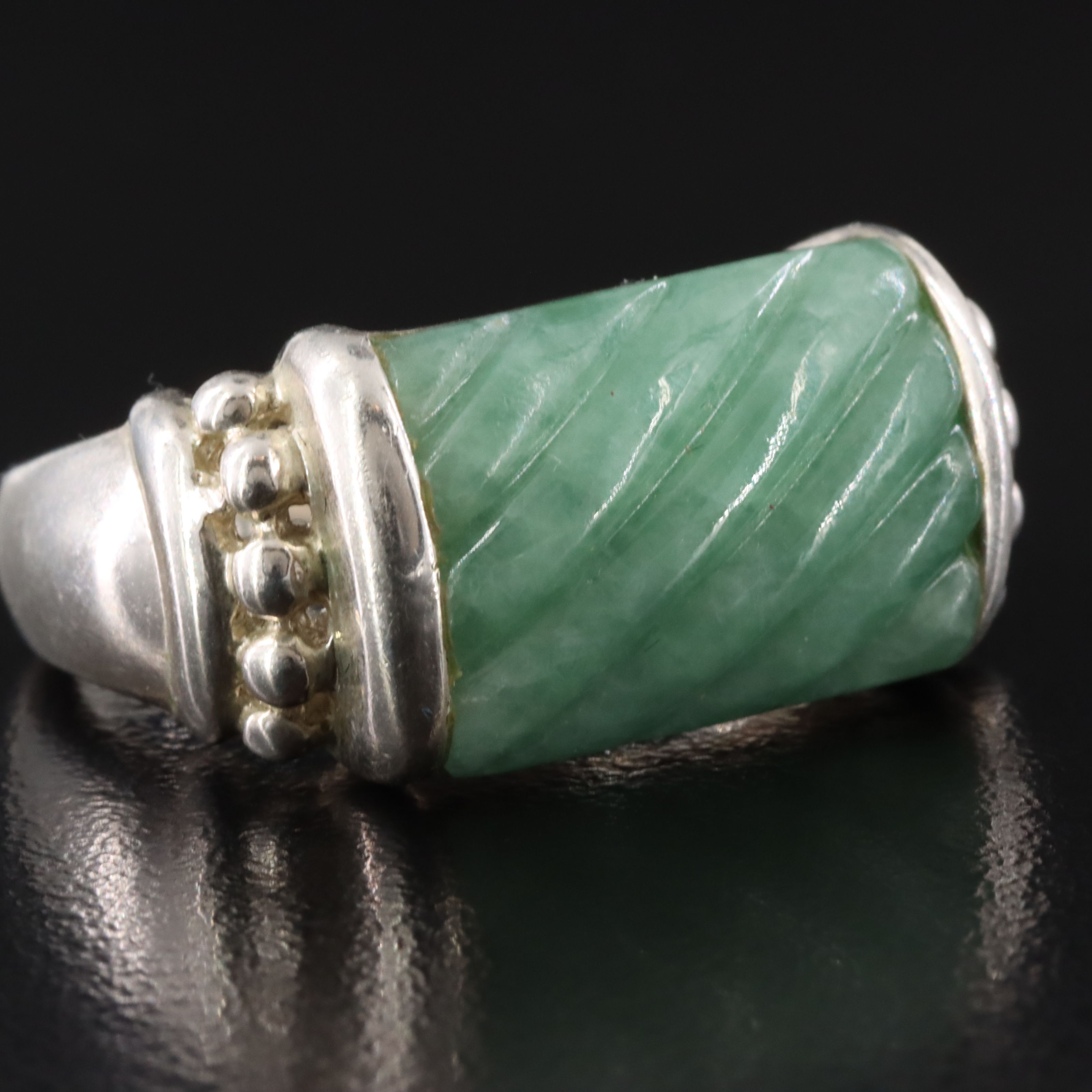 Judith Ripka Sterling Jadeite East-West Ring