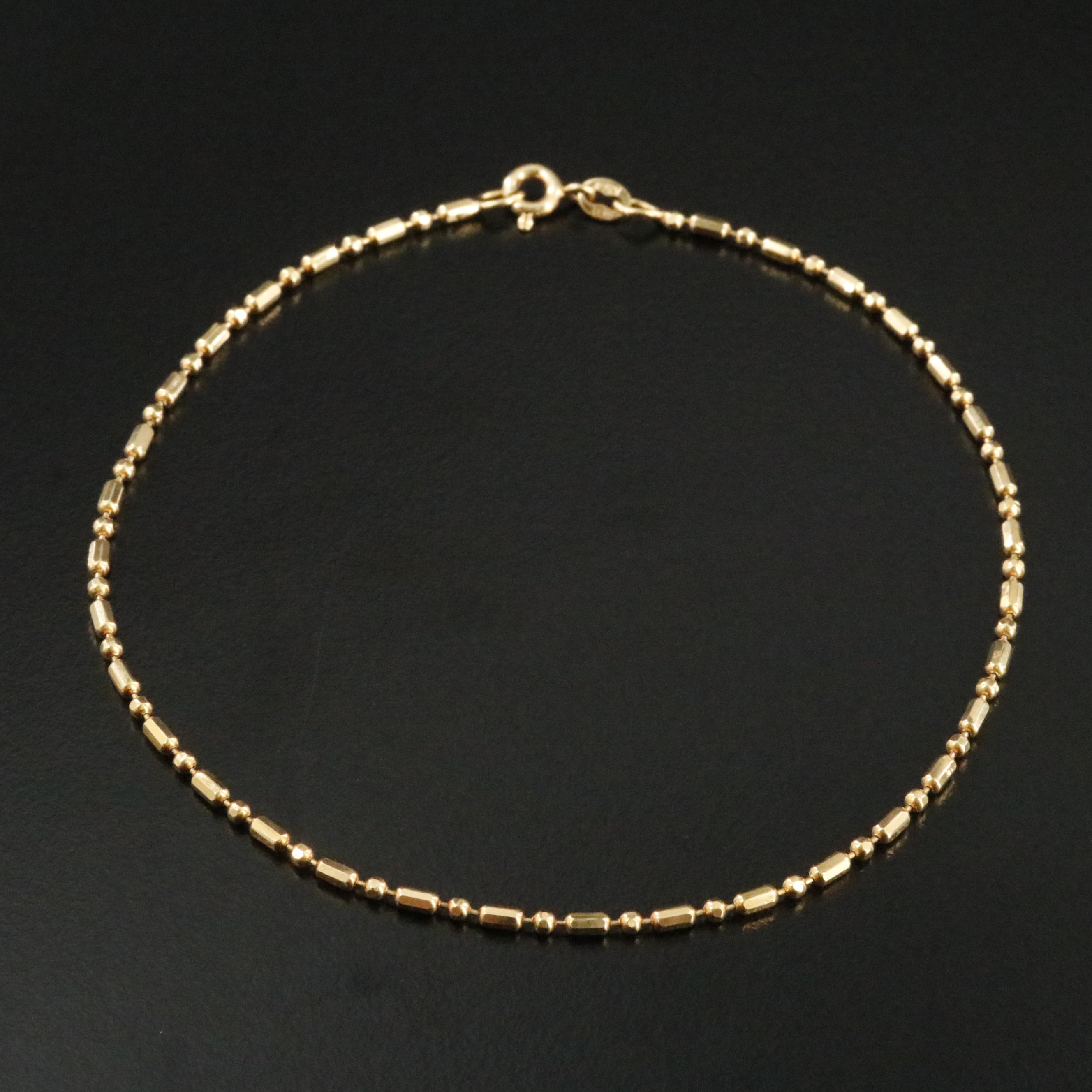 14K Beaded Chain Anklet