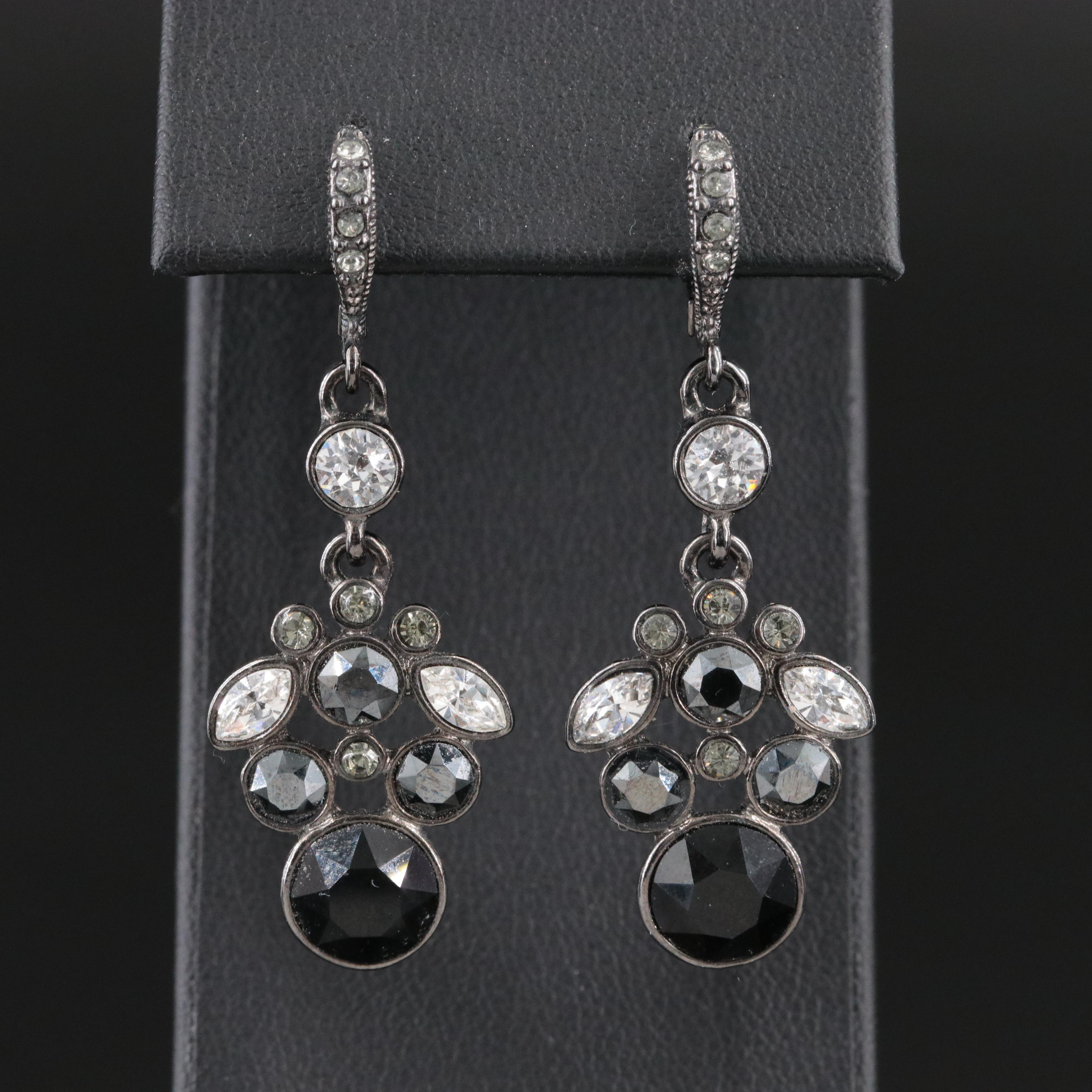 Givenchy Crystal Drop Earrings with Darkened Finish