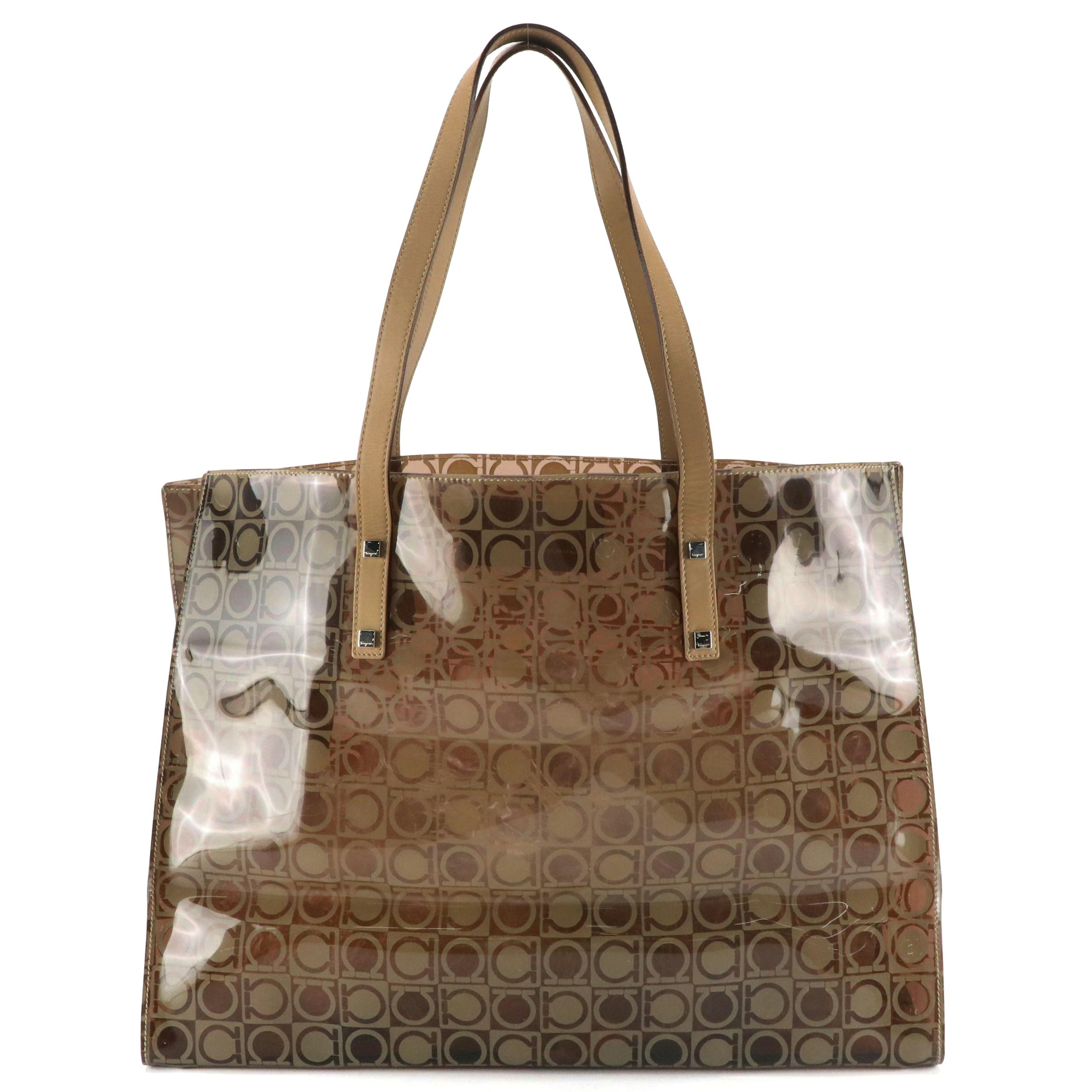 Salvatore Ferragamo Tote in Gancini Print Vinyl with Leather Trim