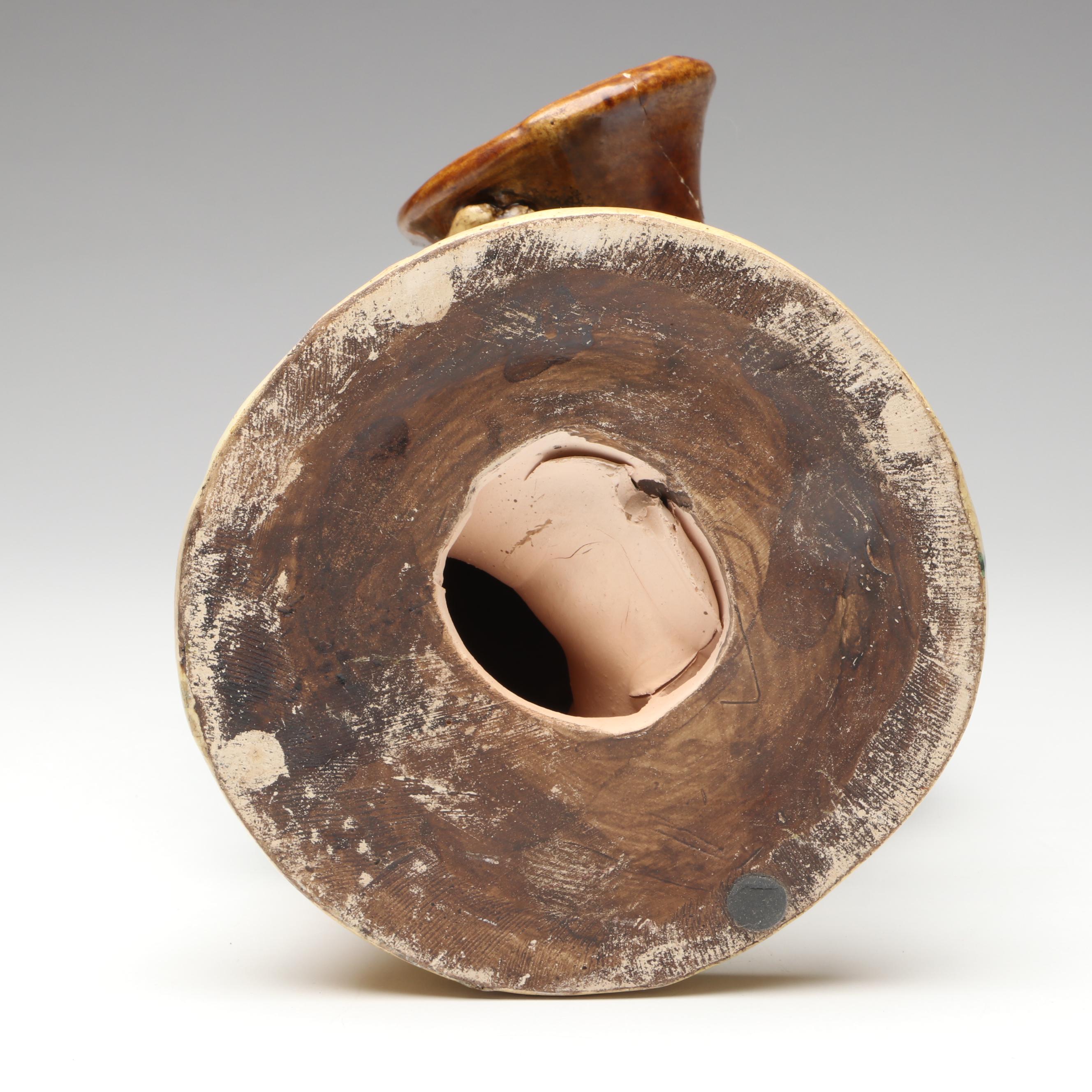 Frog Themed Majolica Vase, Metal Tea Light Holder and Musician Character