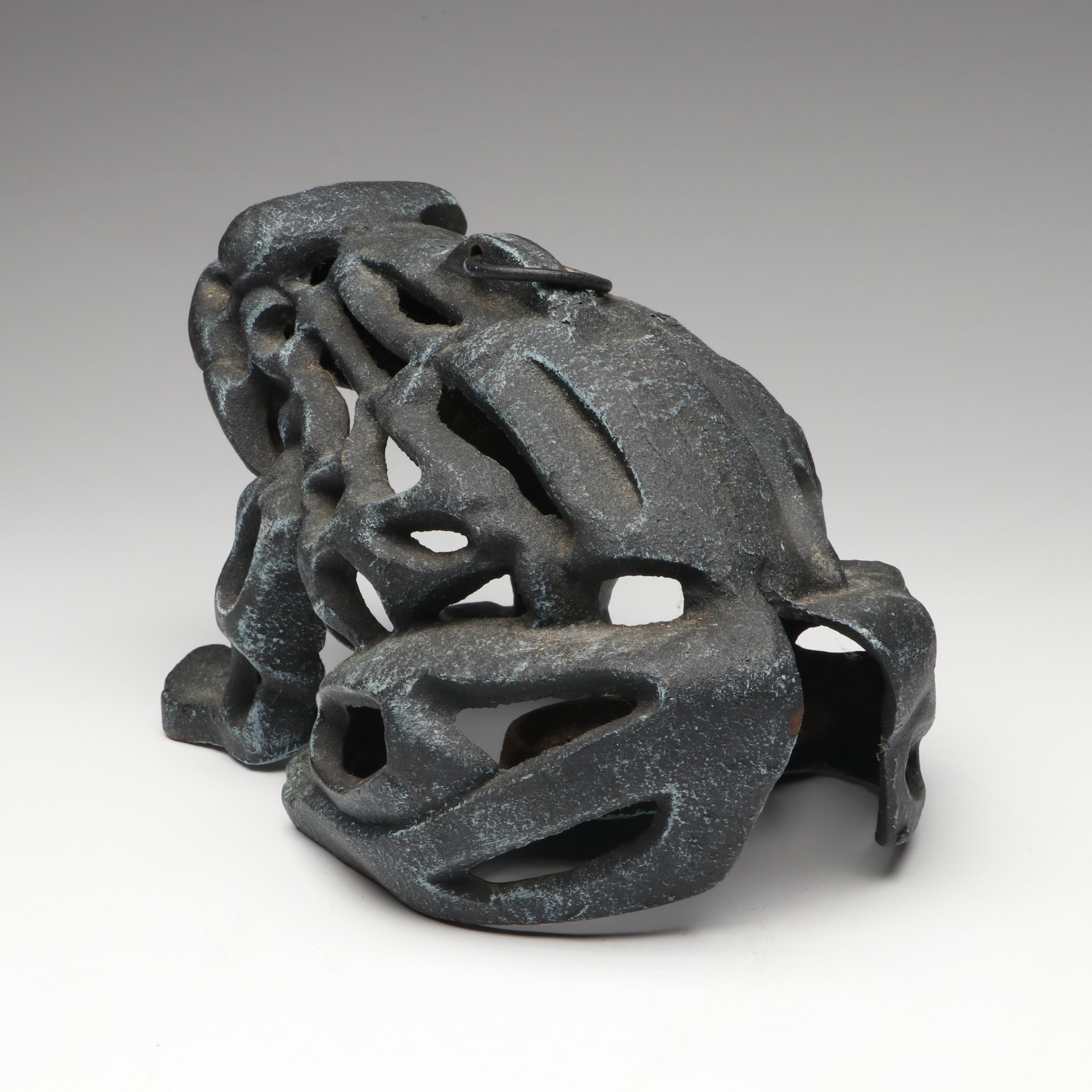 Frog Themed Majolica Vase, Metal Tea Light Holder and Musician Character