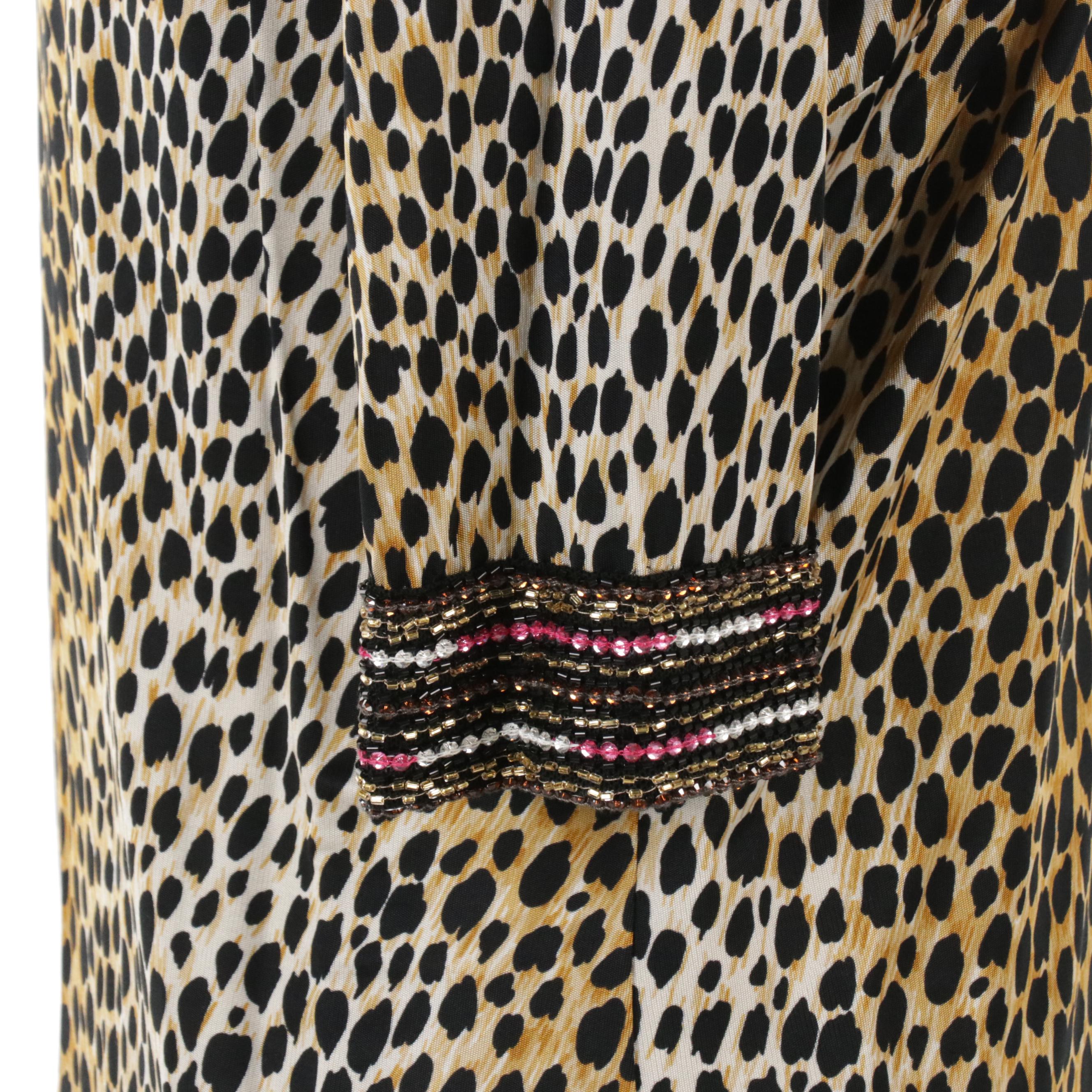 Dolce & Gabbana Black Wool Blend Pencil Skirt Cheetah Print Blouse with Tags