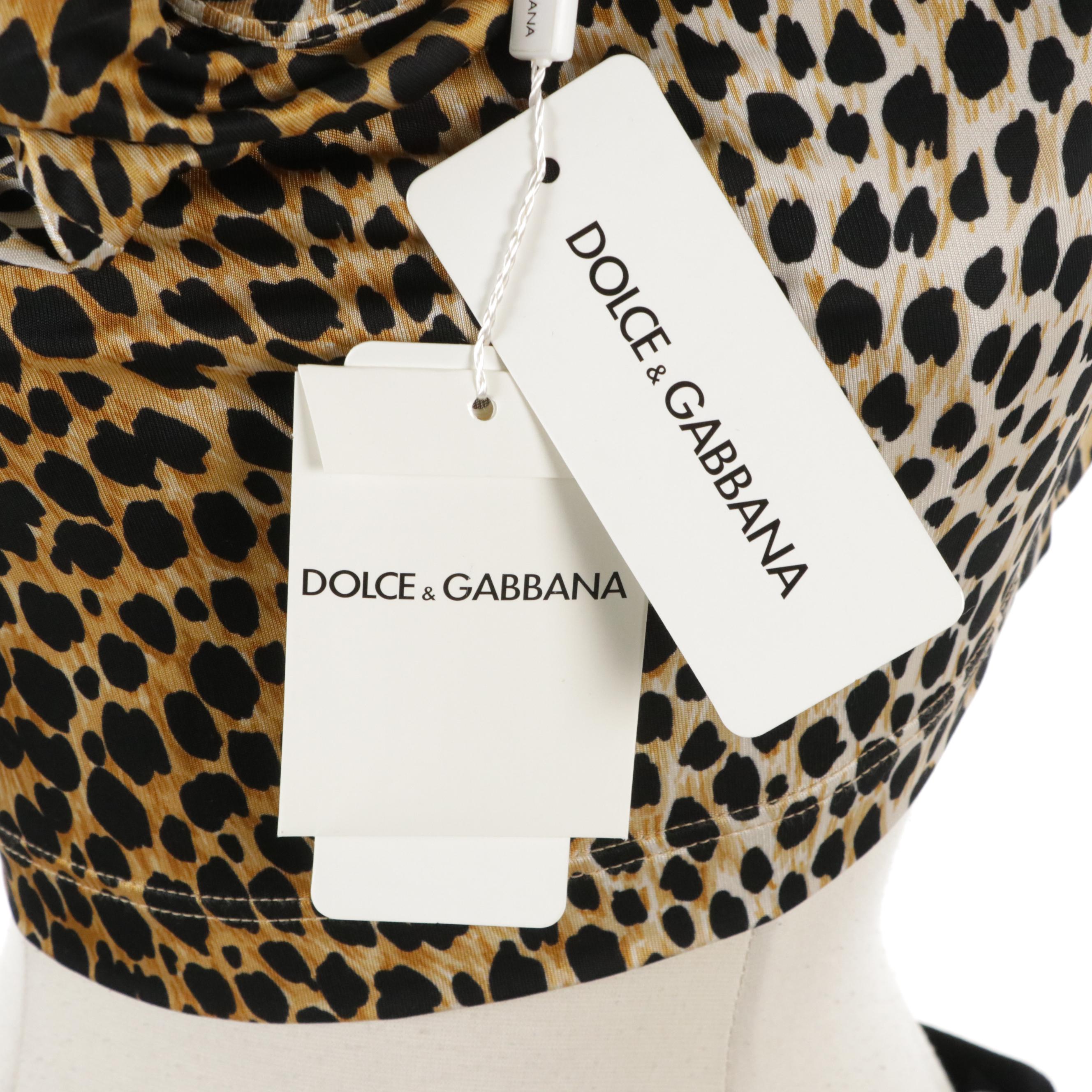 Dolce & Gabbana Black Wool Blend Pencil Skirt Cheetah Print Blouse with Tags
