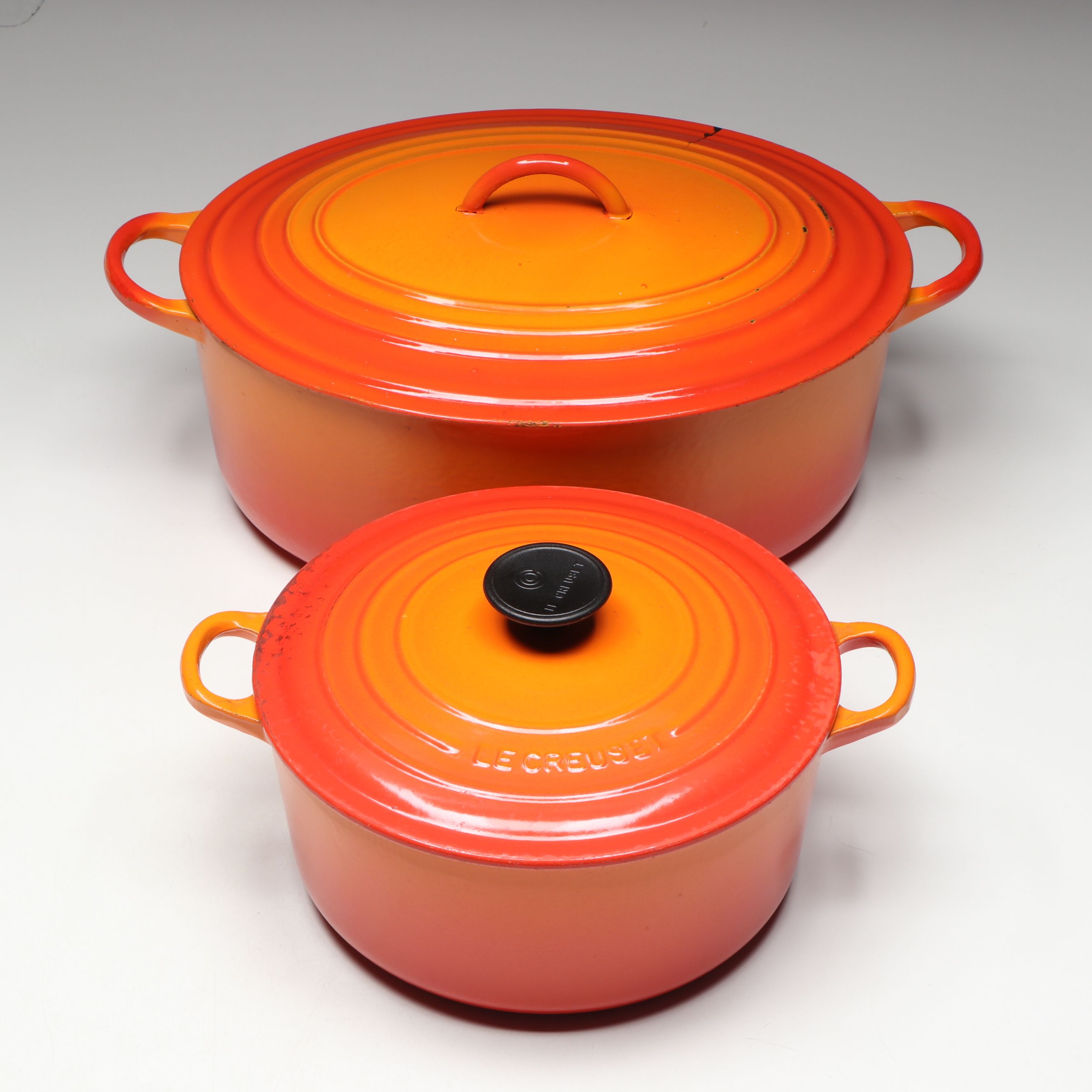 Le Creuset "Flame" Enameled Cast Iron Oval and Round Dutch Ovens