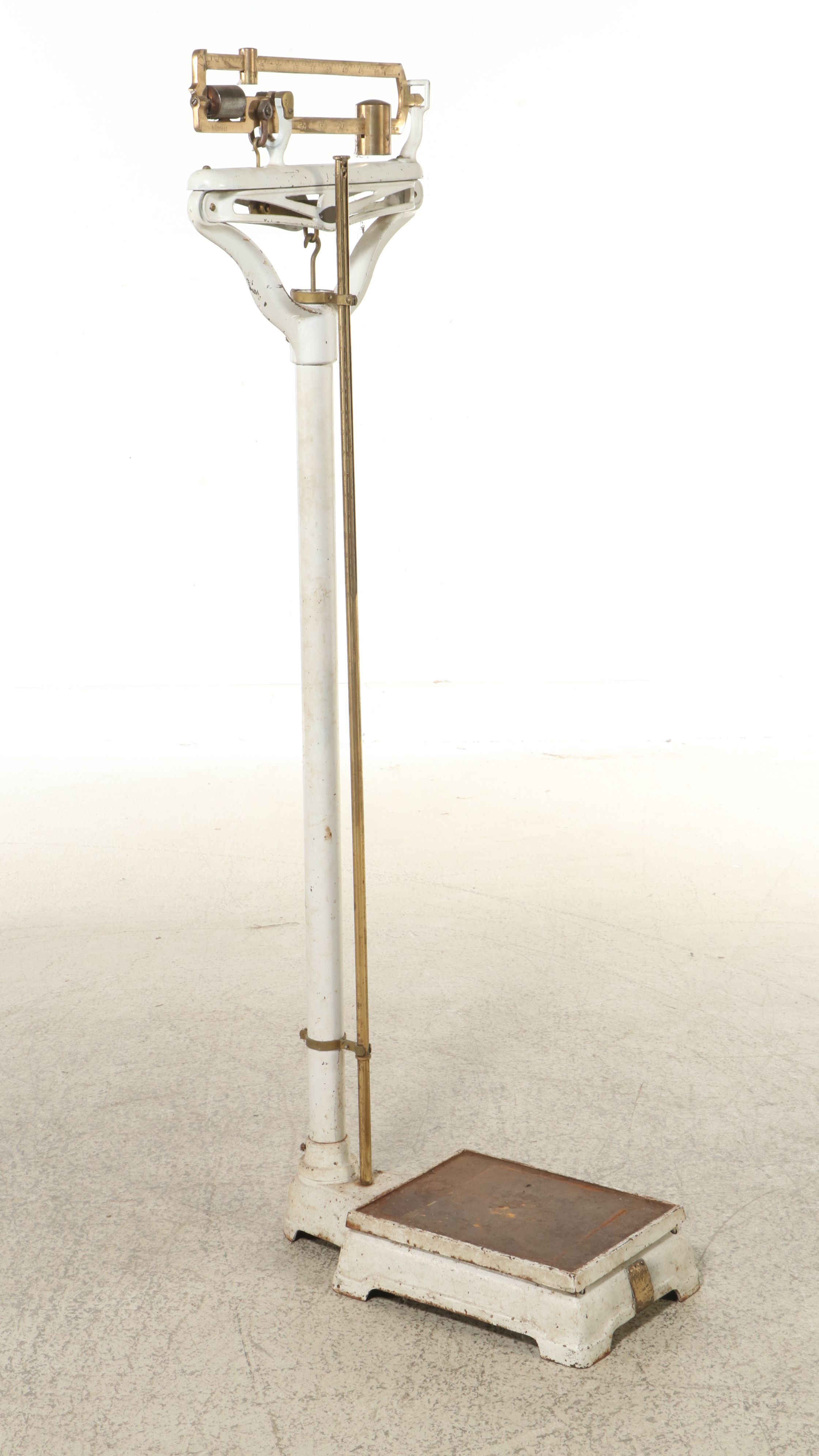 Enameled Cast Iron and Brass Medical Patient Weight Scale