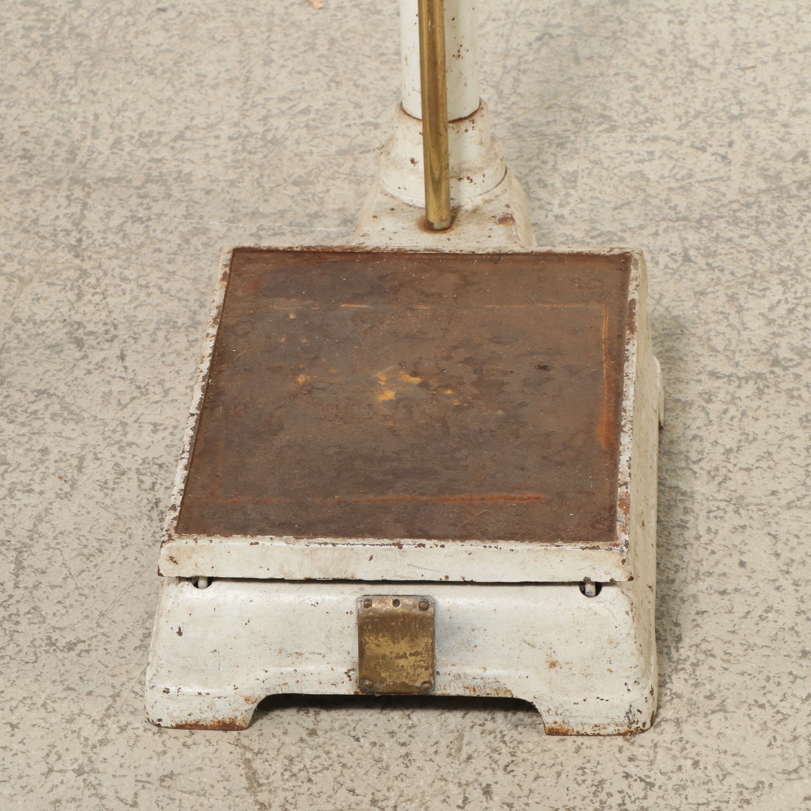 Enameled Cast Iron and Brass Medical Patient Weight Scale
