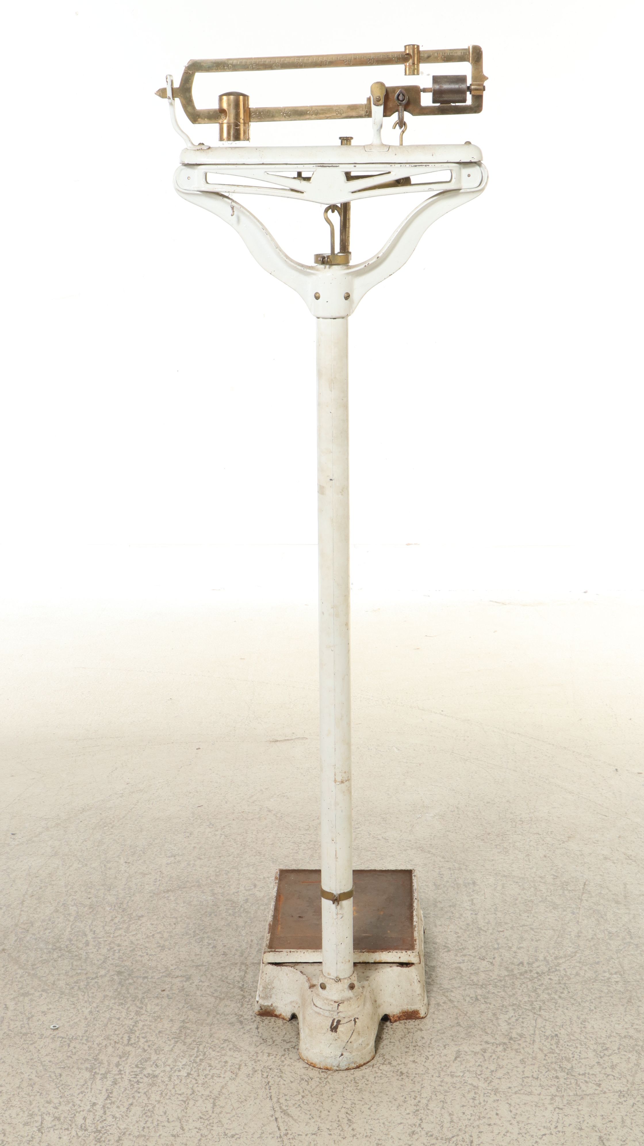 Enameled Cast Iron and Brass Medical Patient Weight Scale