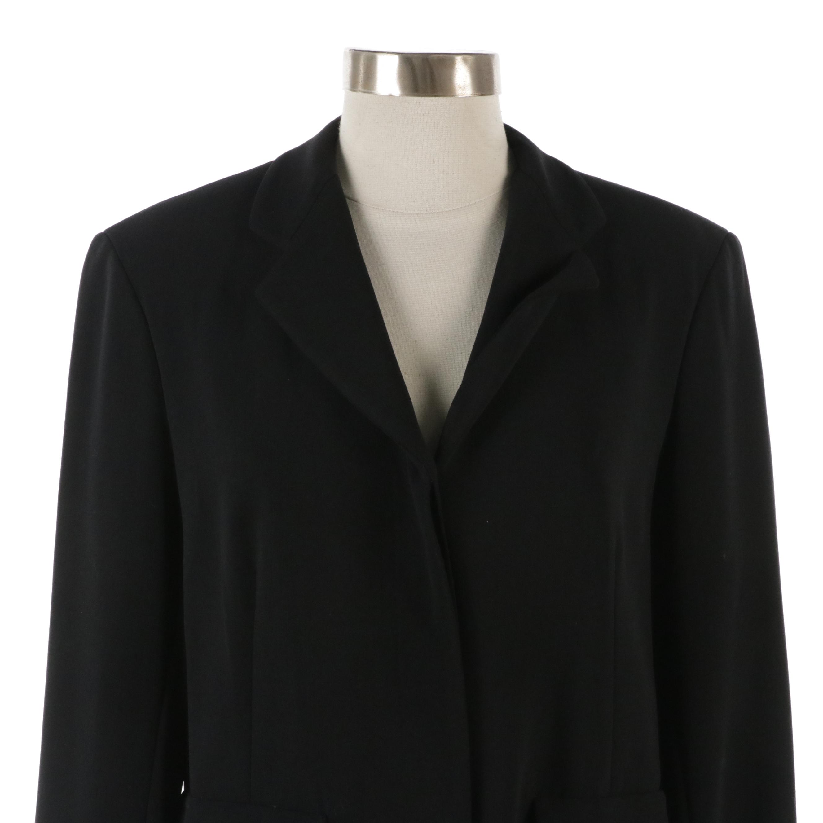 Donna Karan Black Wool Two-Piece Skirt Suit Set