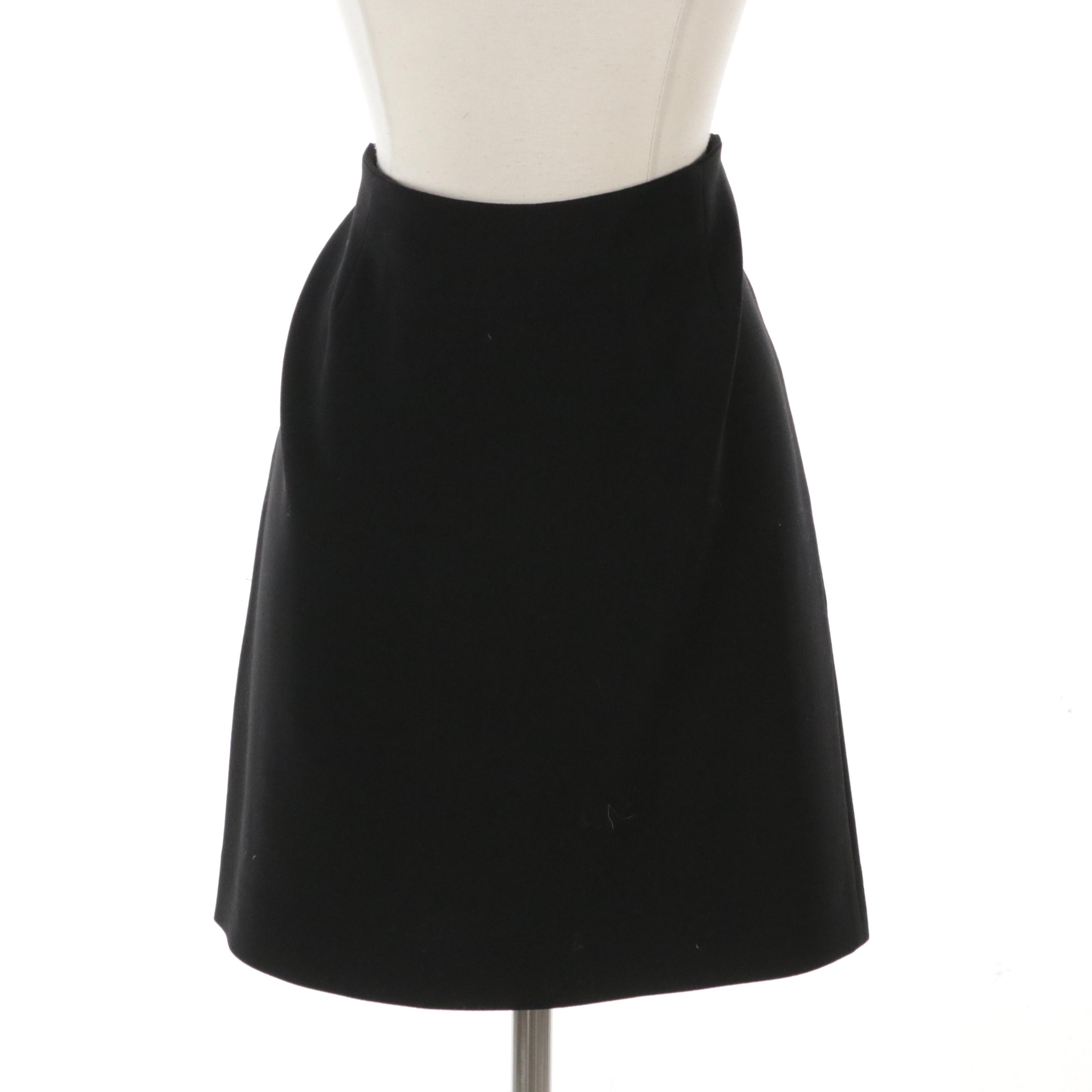 Donna Karan Black Wool Two-Piece Skirt Suit Set