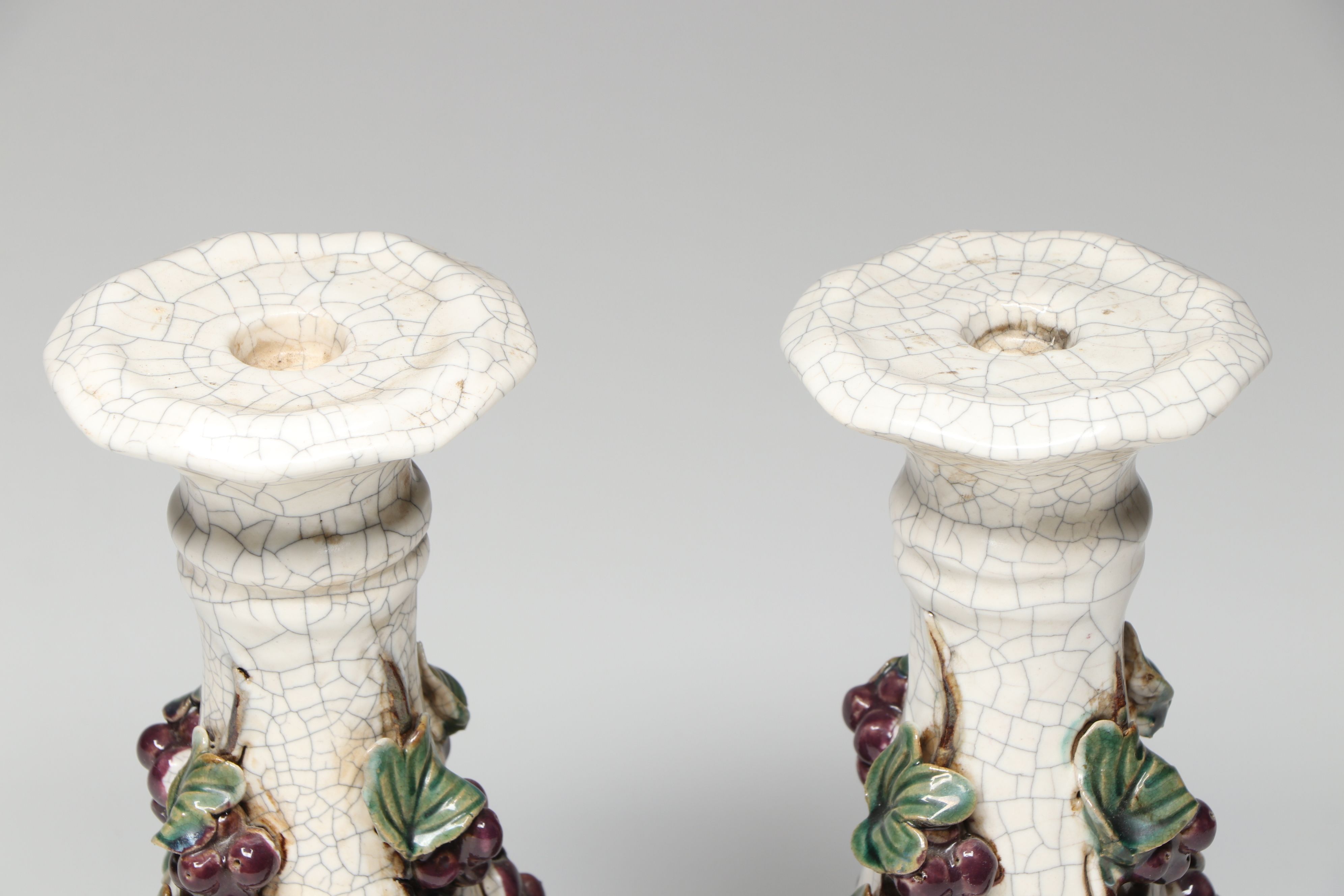 Grapevine Ceramic Candle Holders and Decorative Bowl