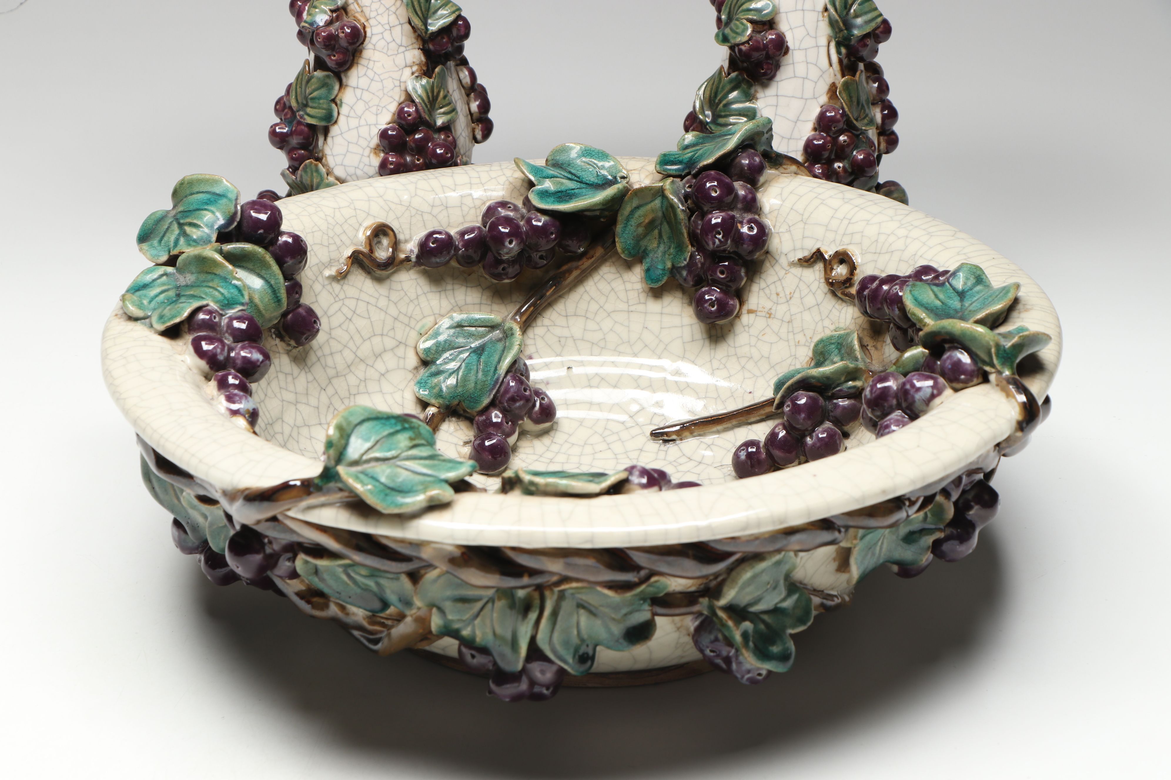 Grapevine Ceramic Candle Holders and Decorative Bowl