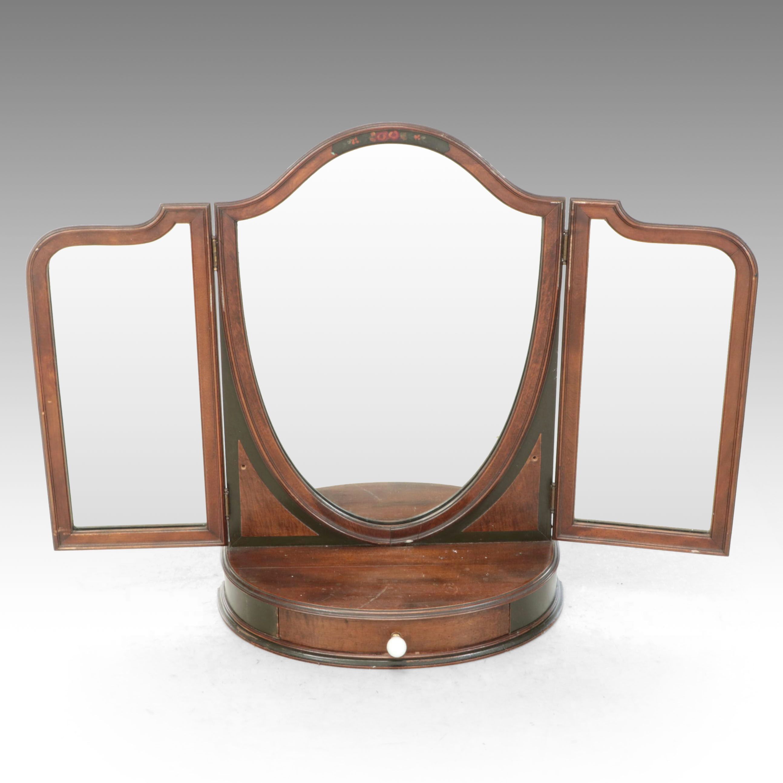 Victorian Style Wood Tabletop Vanity Mirror