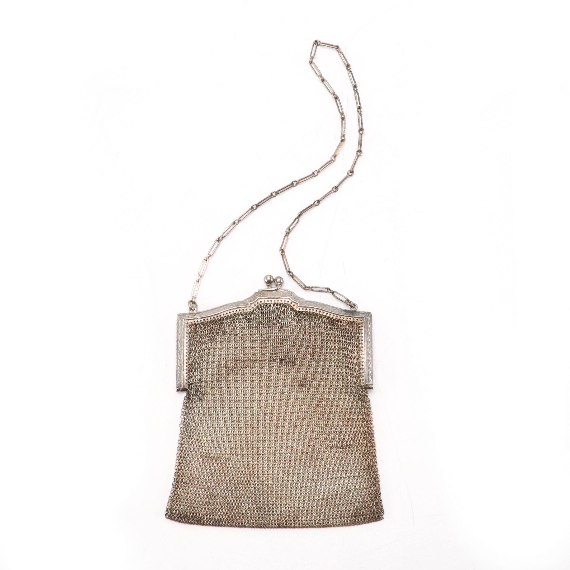 Silver Tone Metal Mesh Dance Purse, 1920s