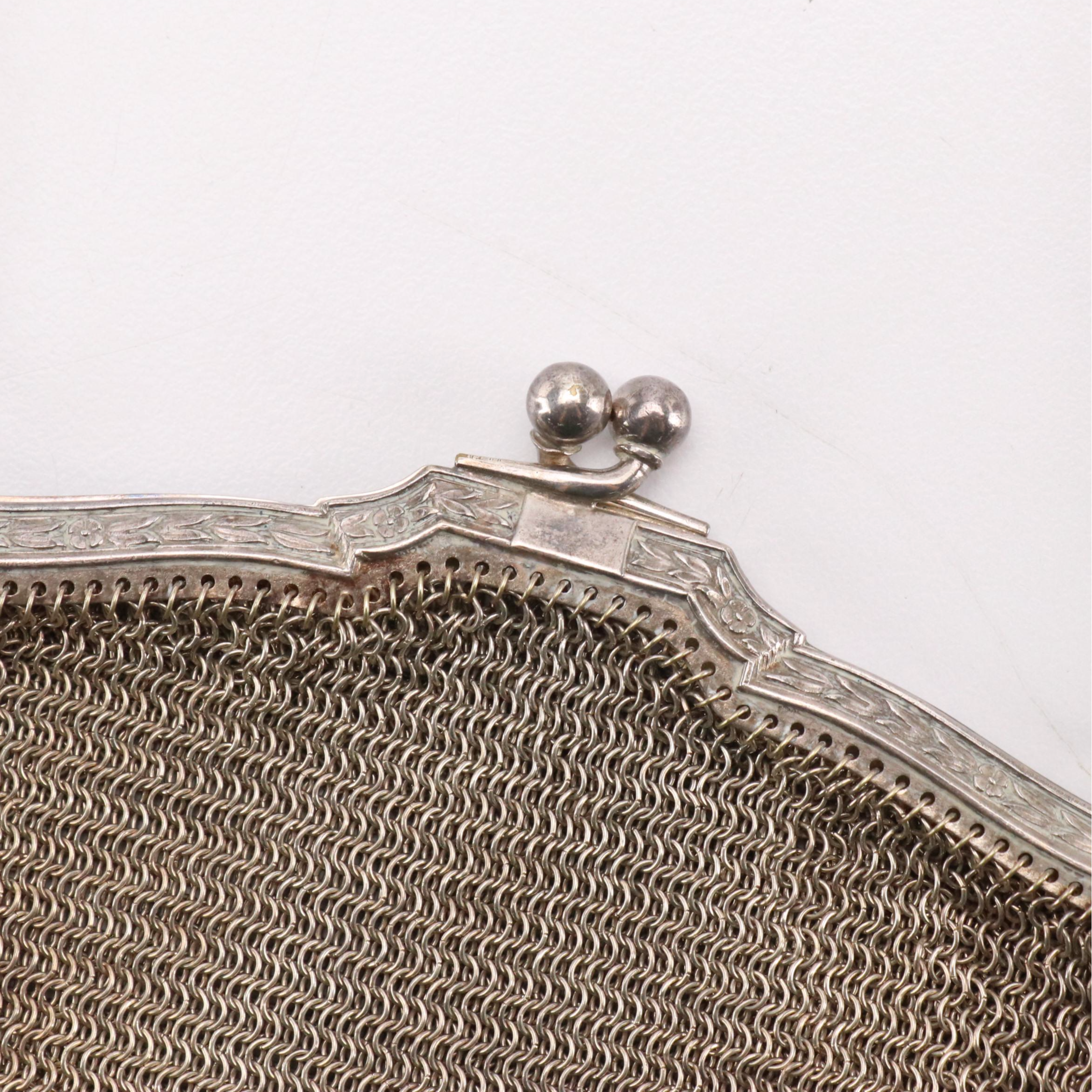 Silver Tone Metal Mesh Dance Purse, 1920s