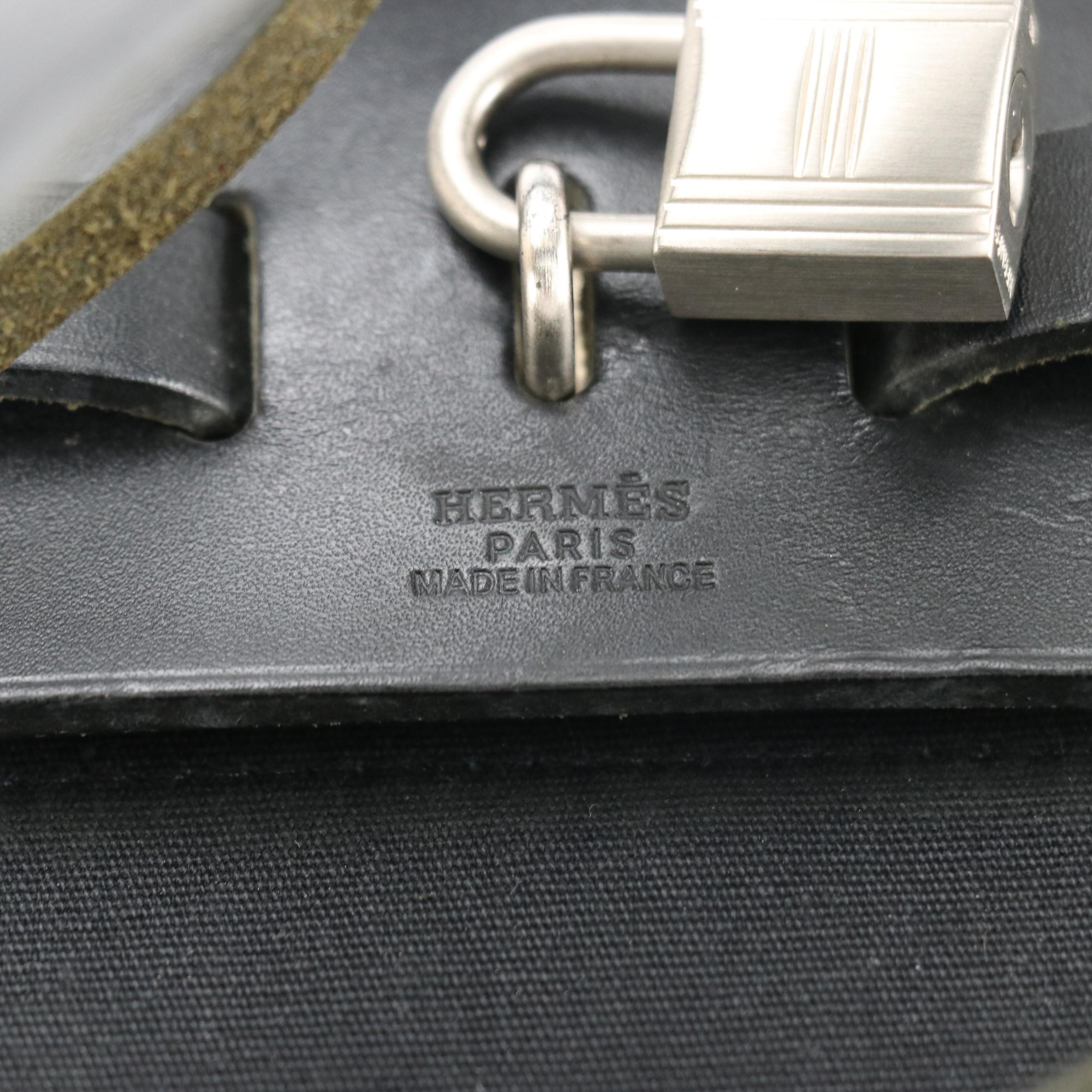 Hermès Herbag Cabas 2-in-1 Tote in Canvas Toile & Black Vache Leather, With Box