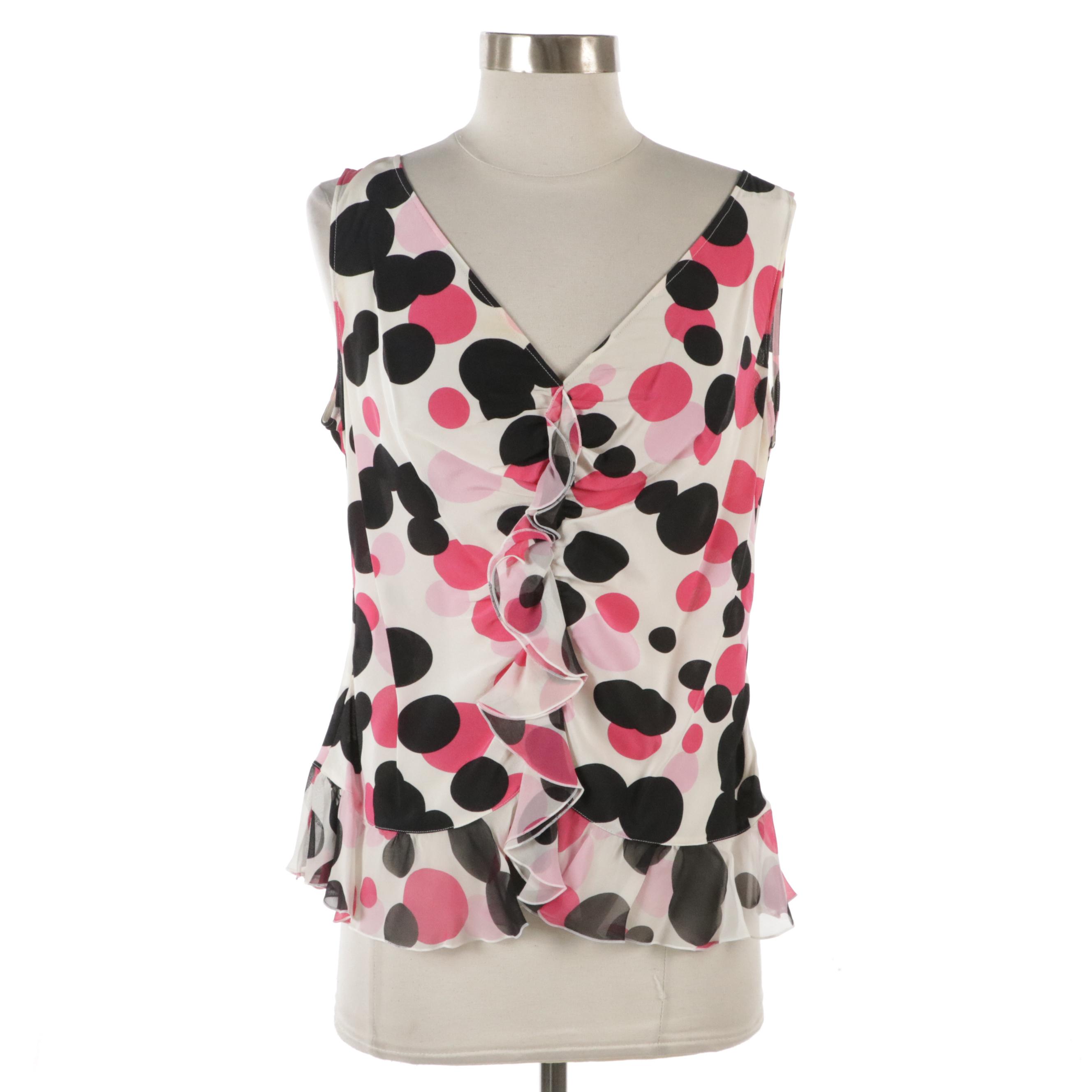 Escada Silk Sleeveless Blouse and Cardigan with Interwoven Detail