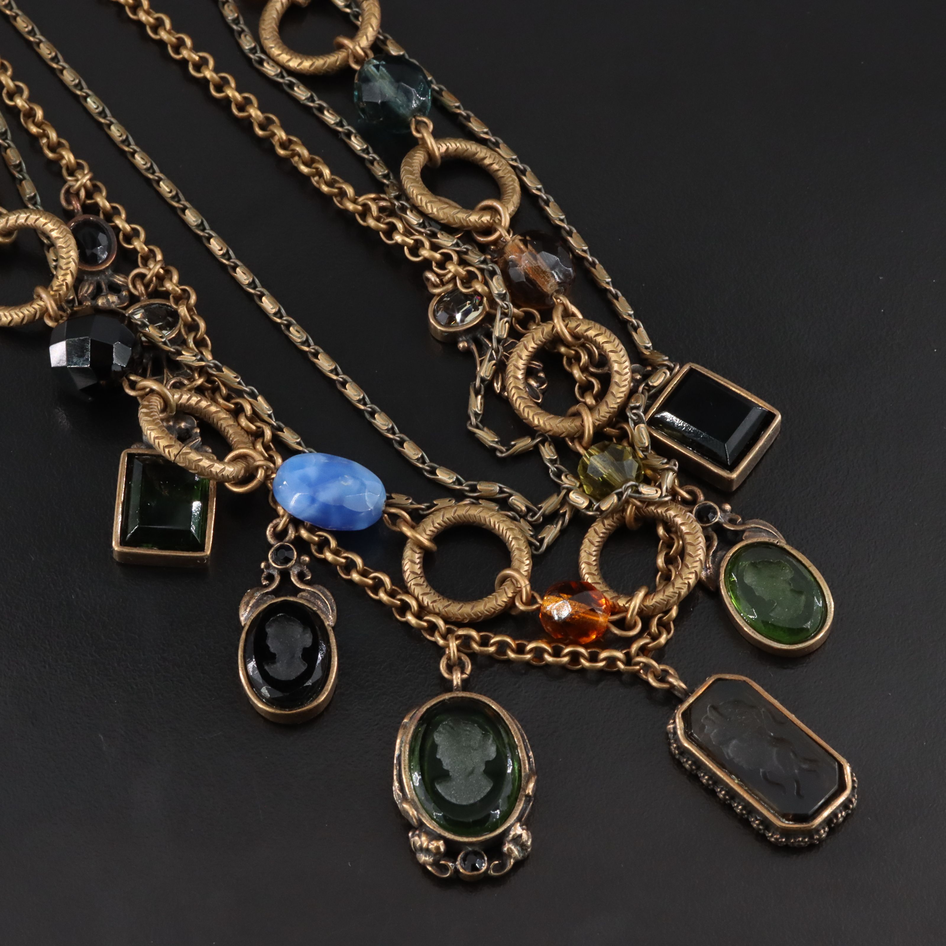 Extasia Pressed Glass Intaglio Layered Necklace