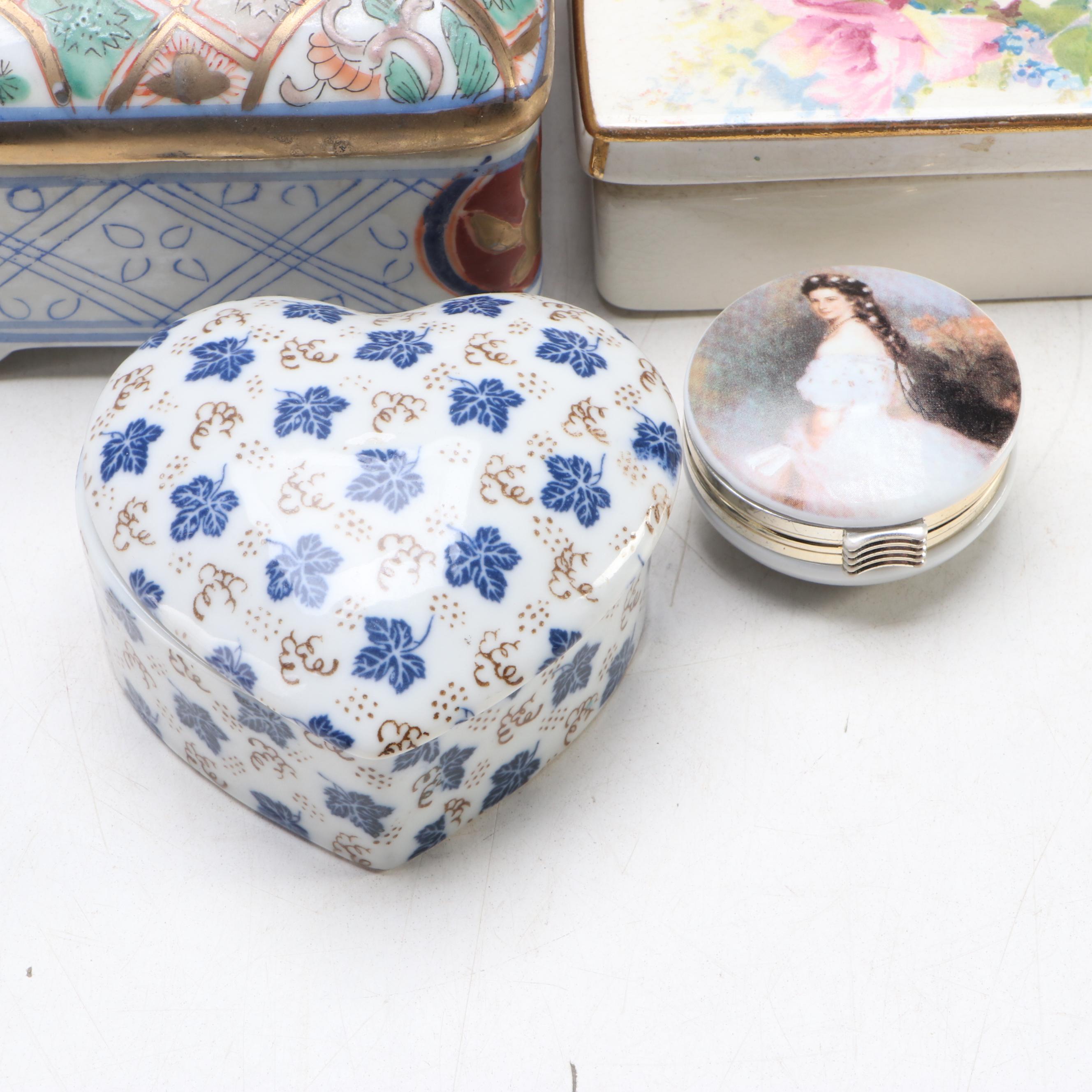 Italian Majolica, Chinese, and Other Porcelain Decorative Boxes