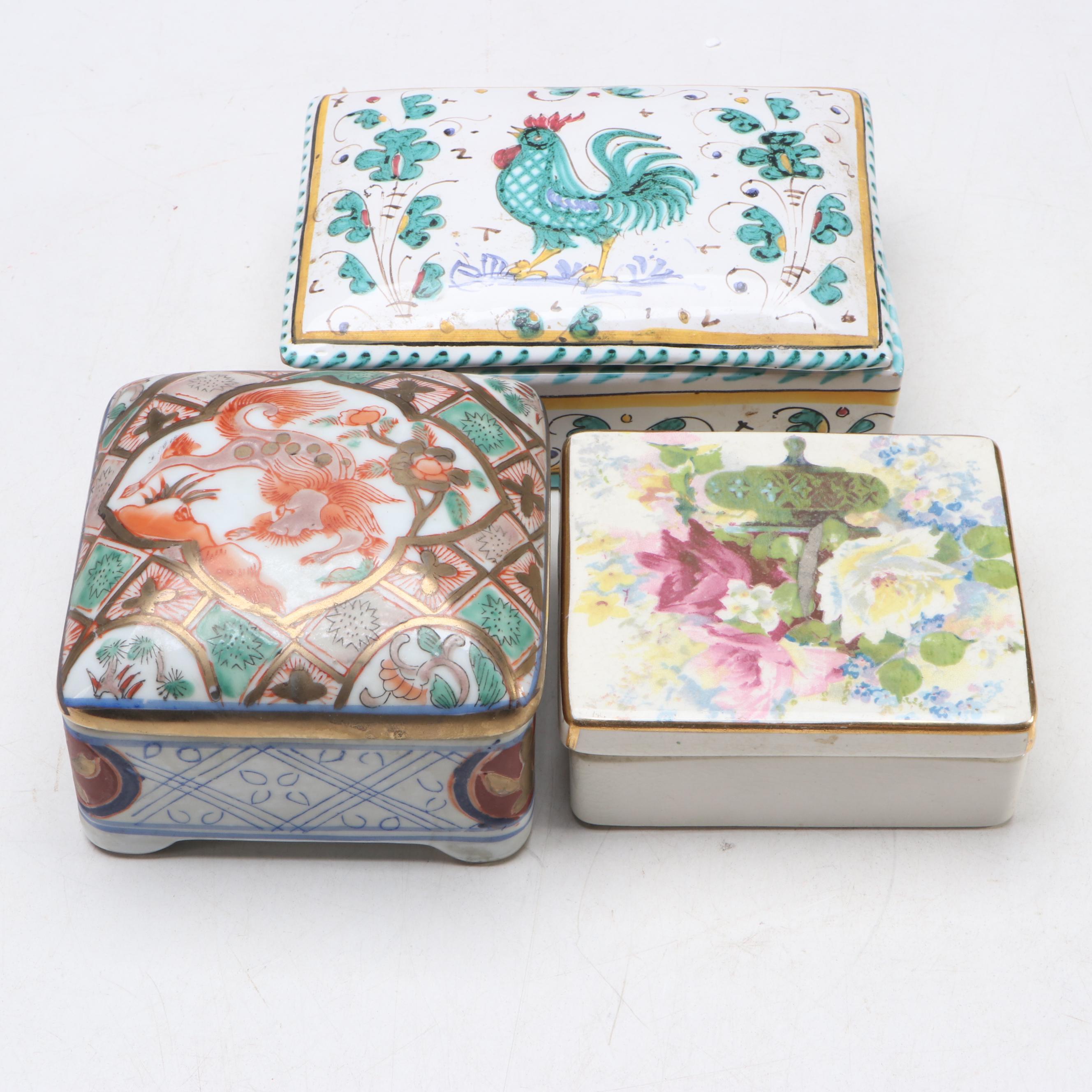 Italian Majolica, Chinese, and Other Porcelain Decorative Boxes