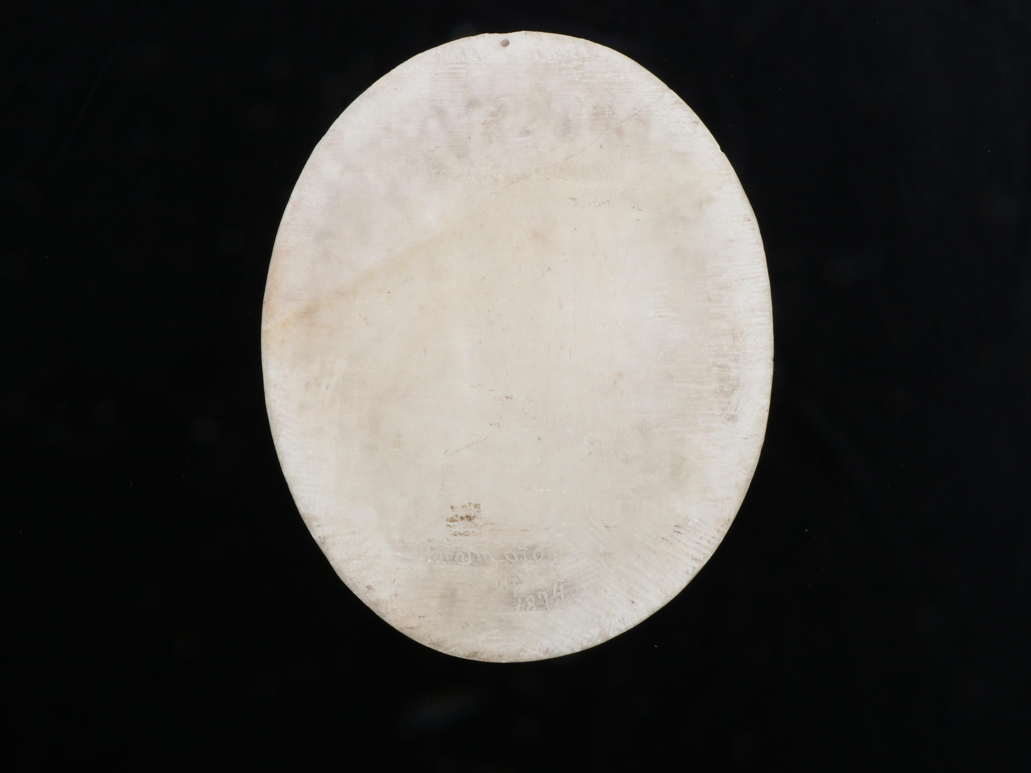 Horatio Stone Carved Marble Portrait Relief Plaque, 1874