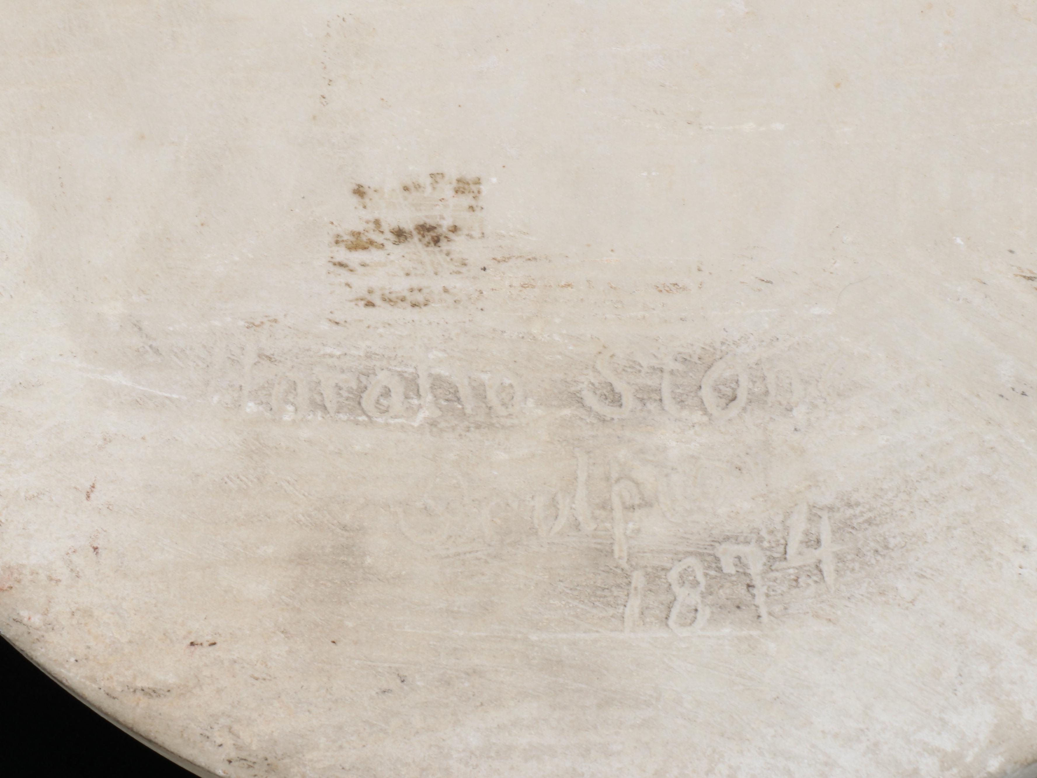 Horatio Stone Carved Marble Portrait Relief Plaque, 1874