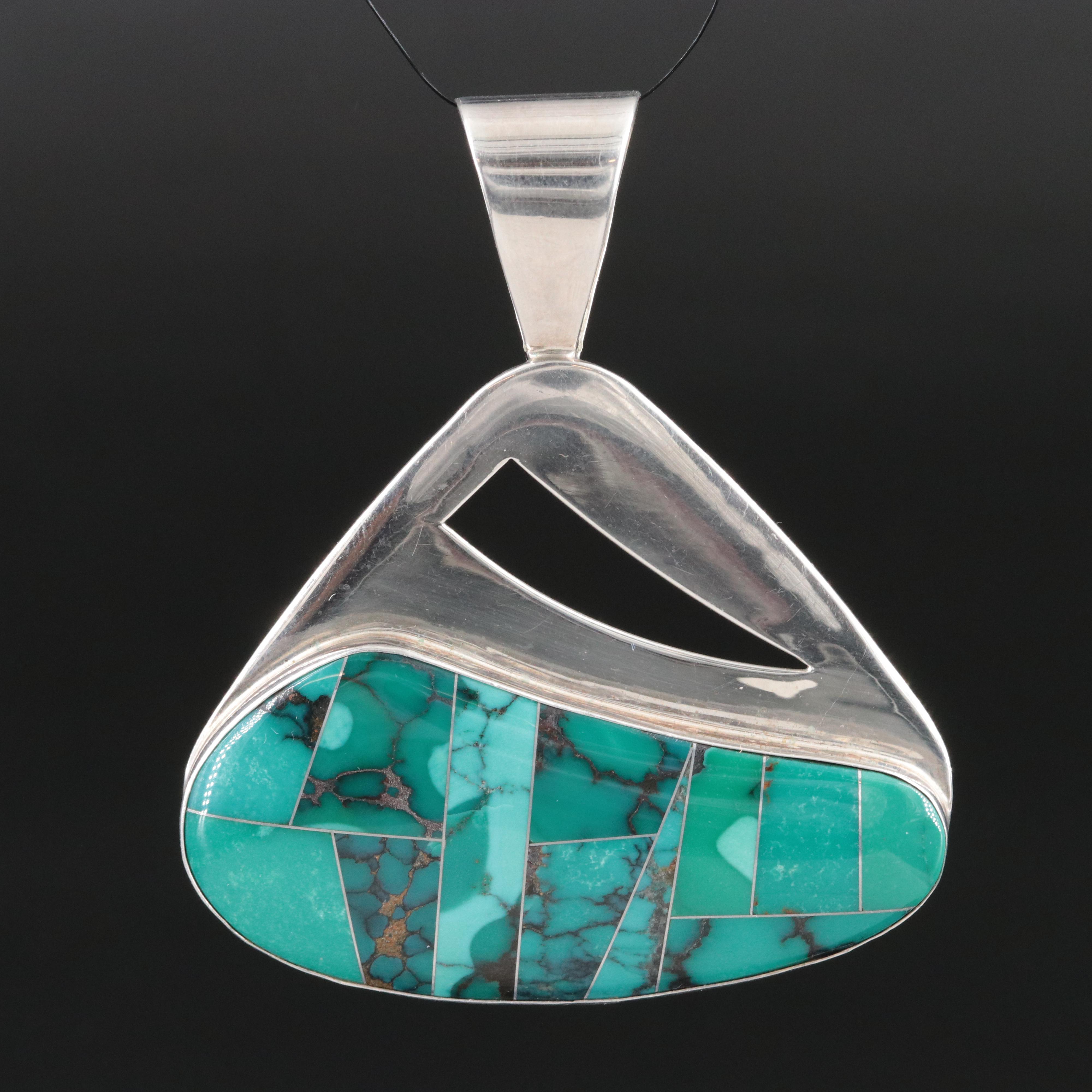 Desert Rose Trading Sterling Turquoise Inlay Pendant