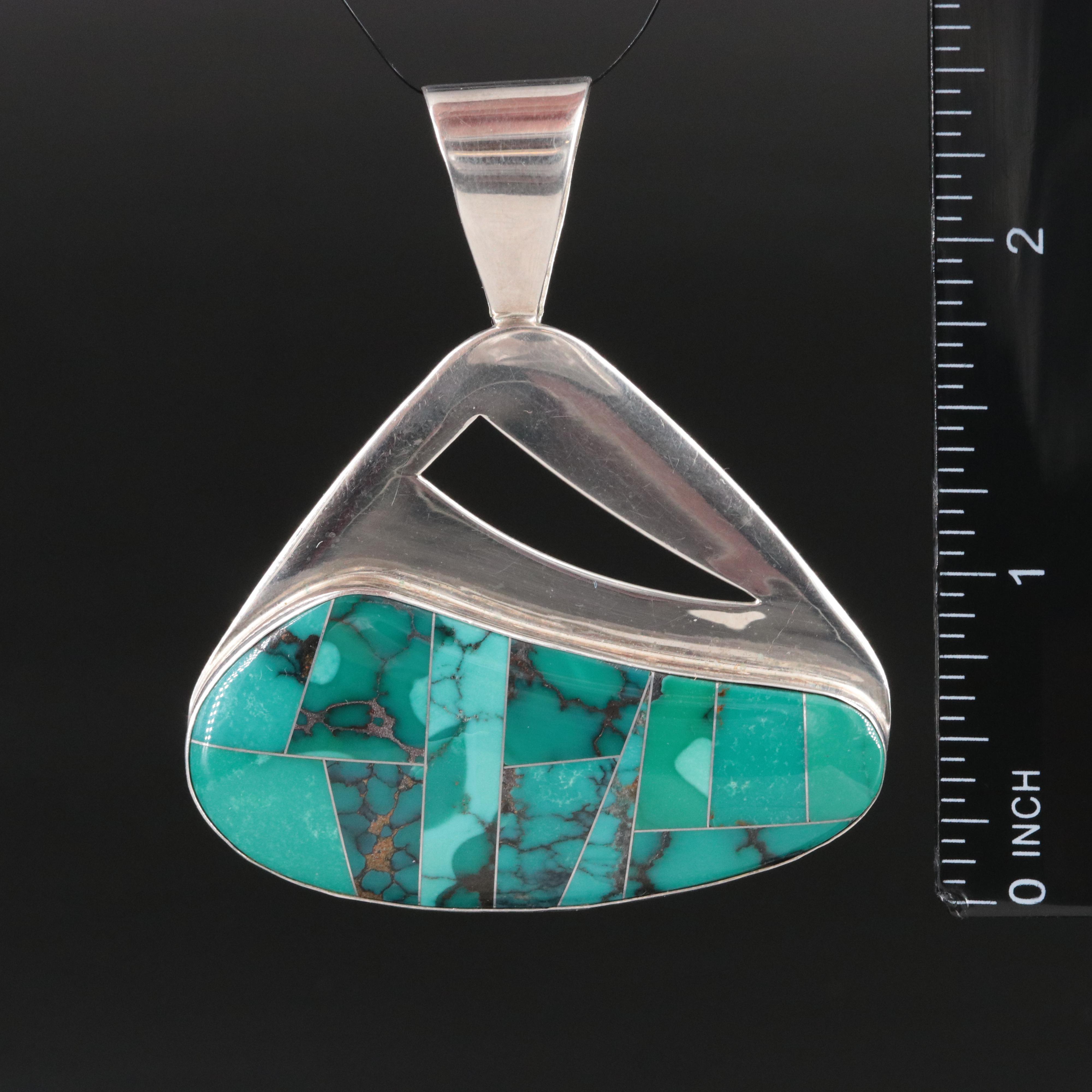 Desert Rose Trading Sterling Turquoise Inlay Pendant