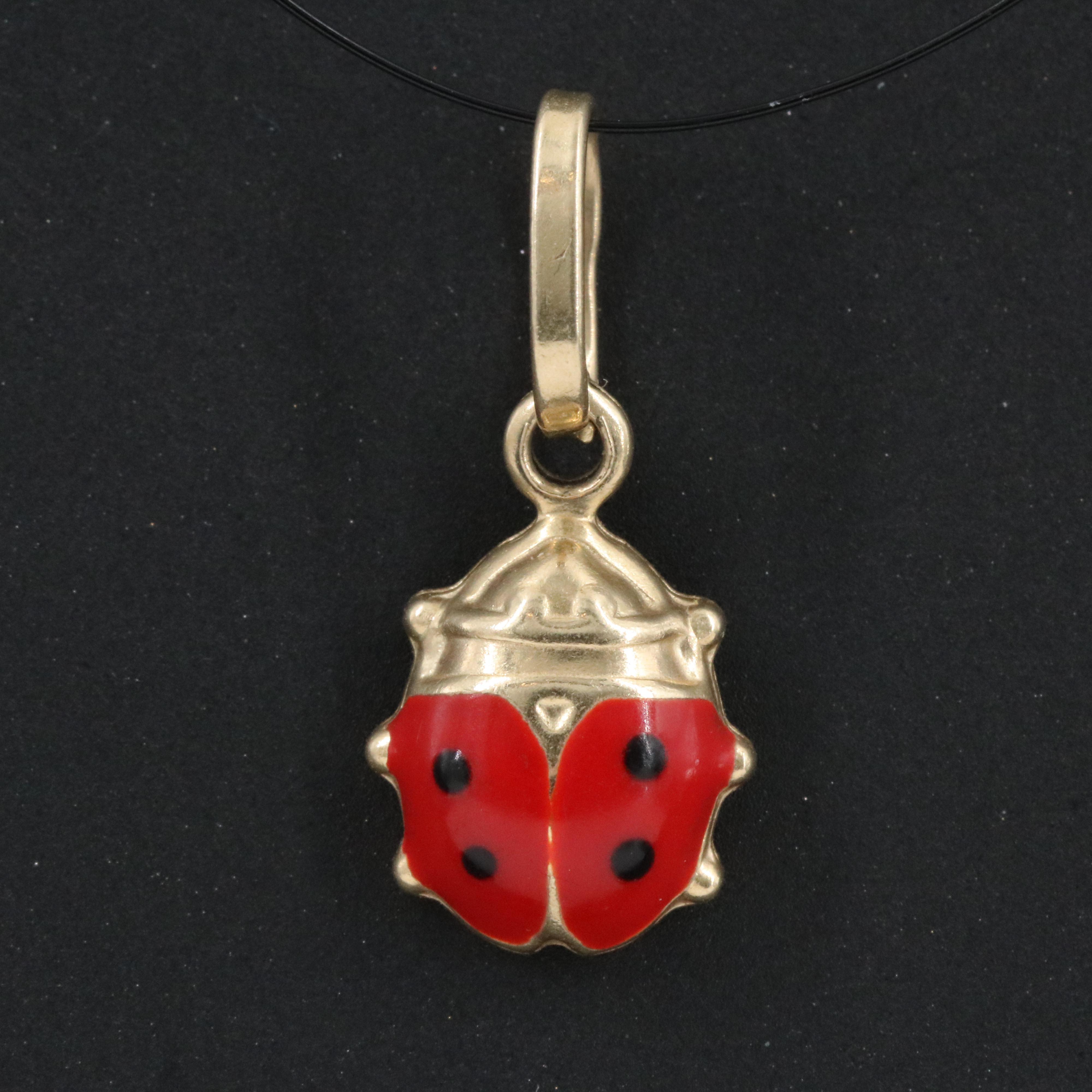 14K Enamel Lady Bug Pendant
