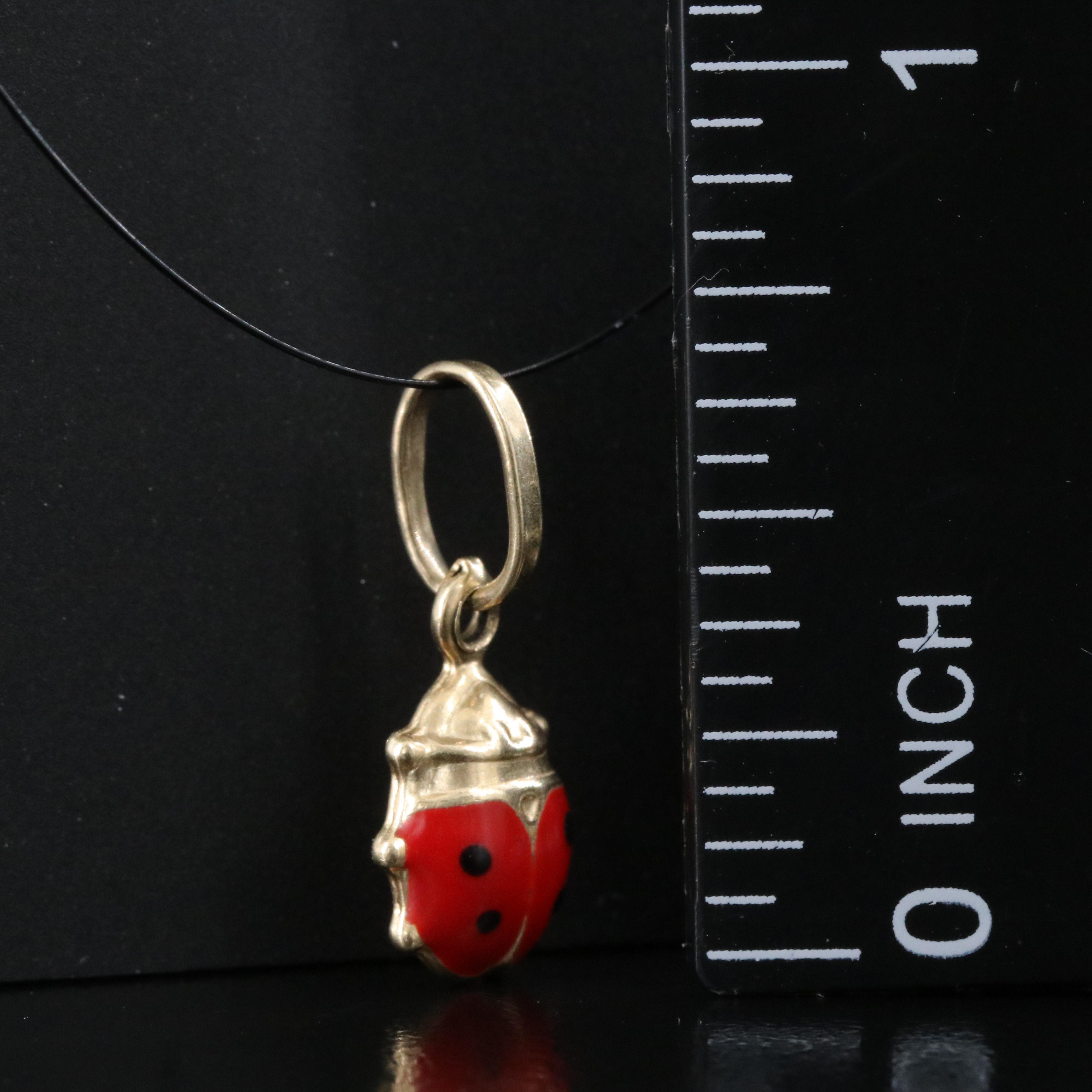 14K Enamel Ladybug Pendant