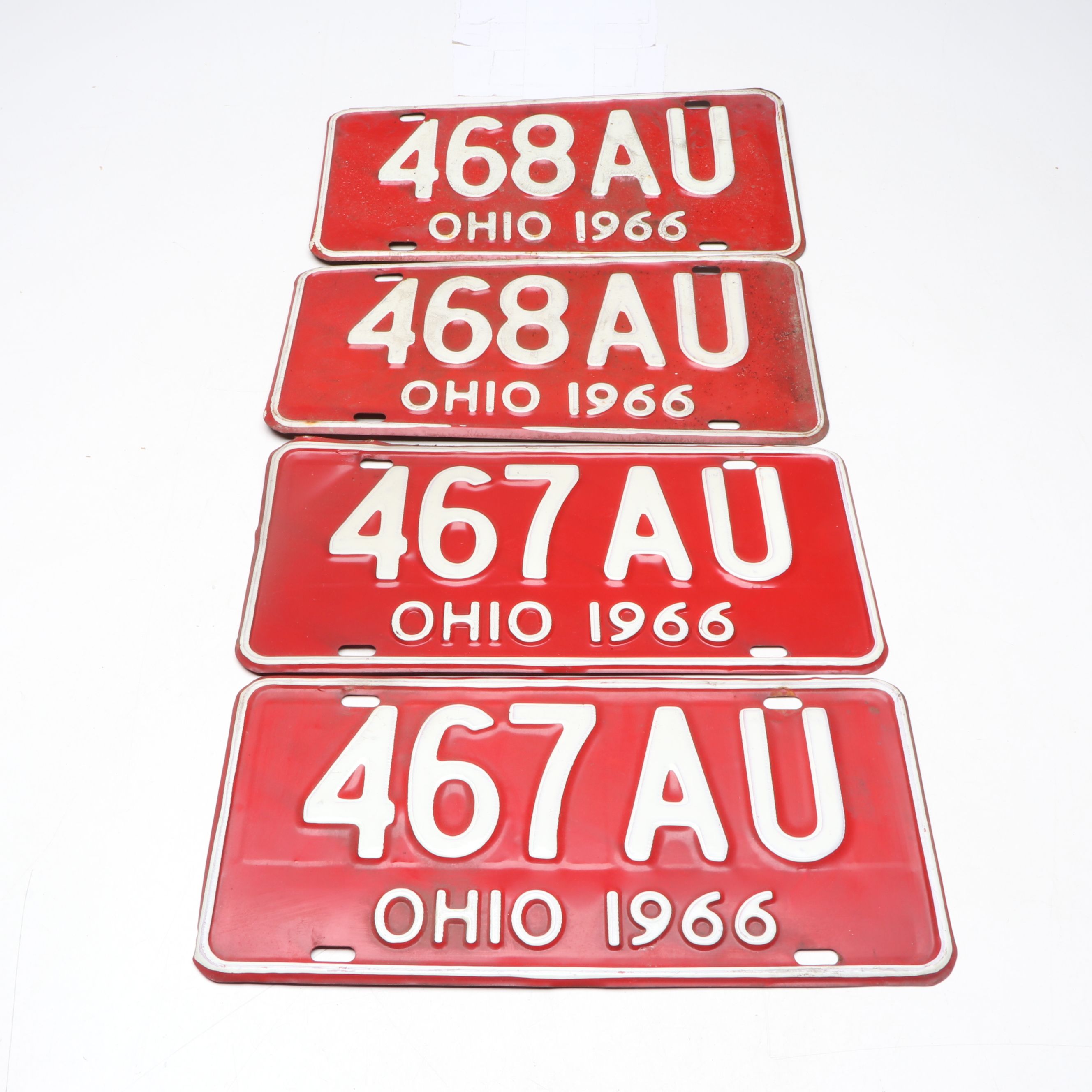 1966 Ohio Red and White License Plates