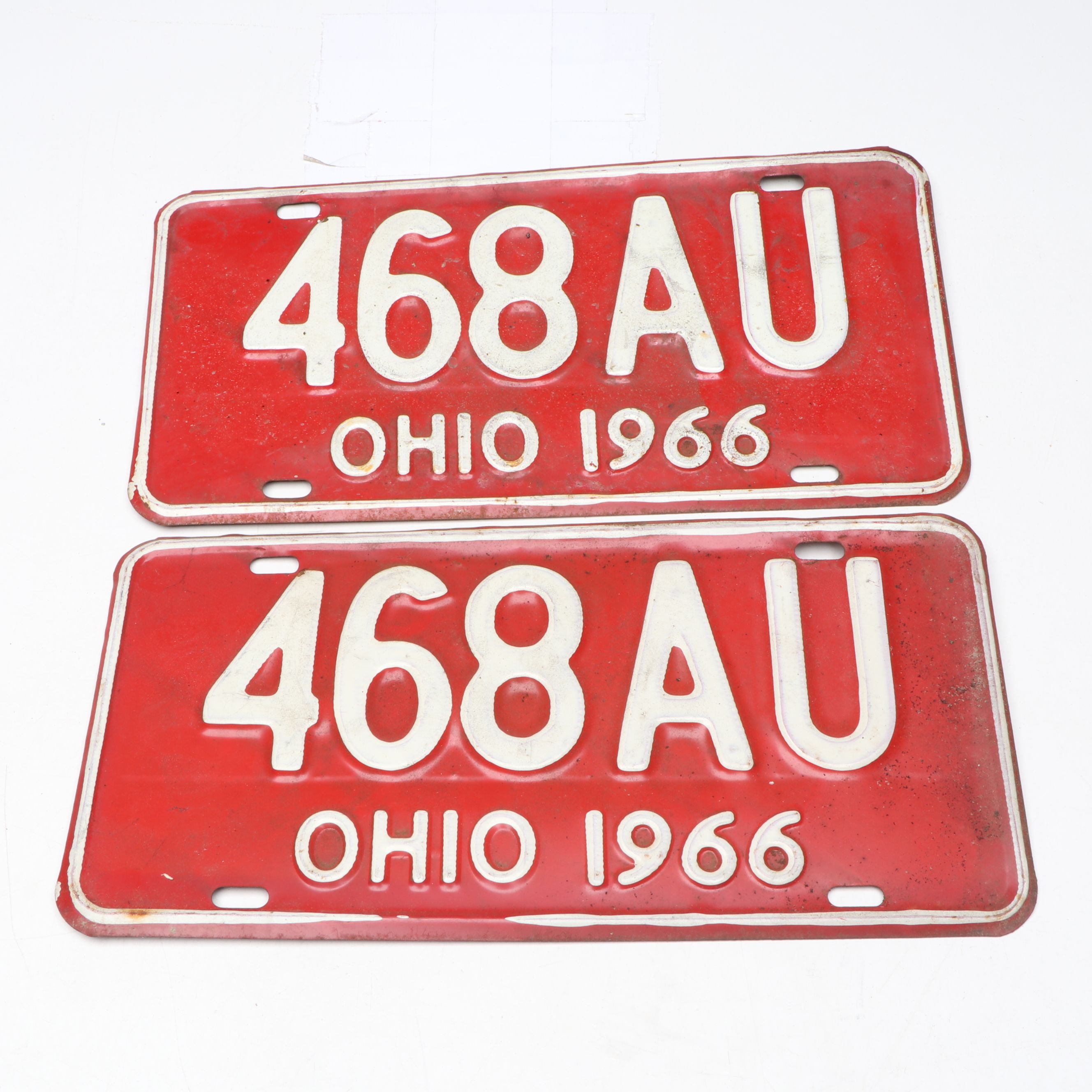 1966 Ohio Red and White License Plates