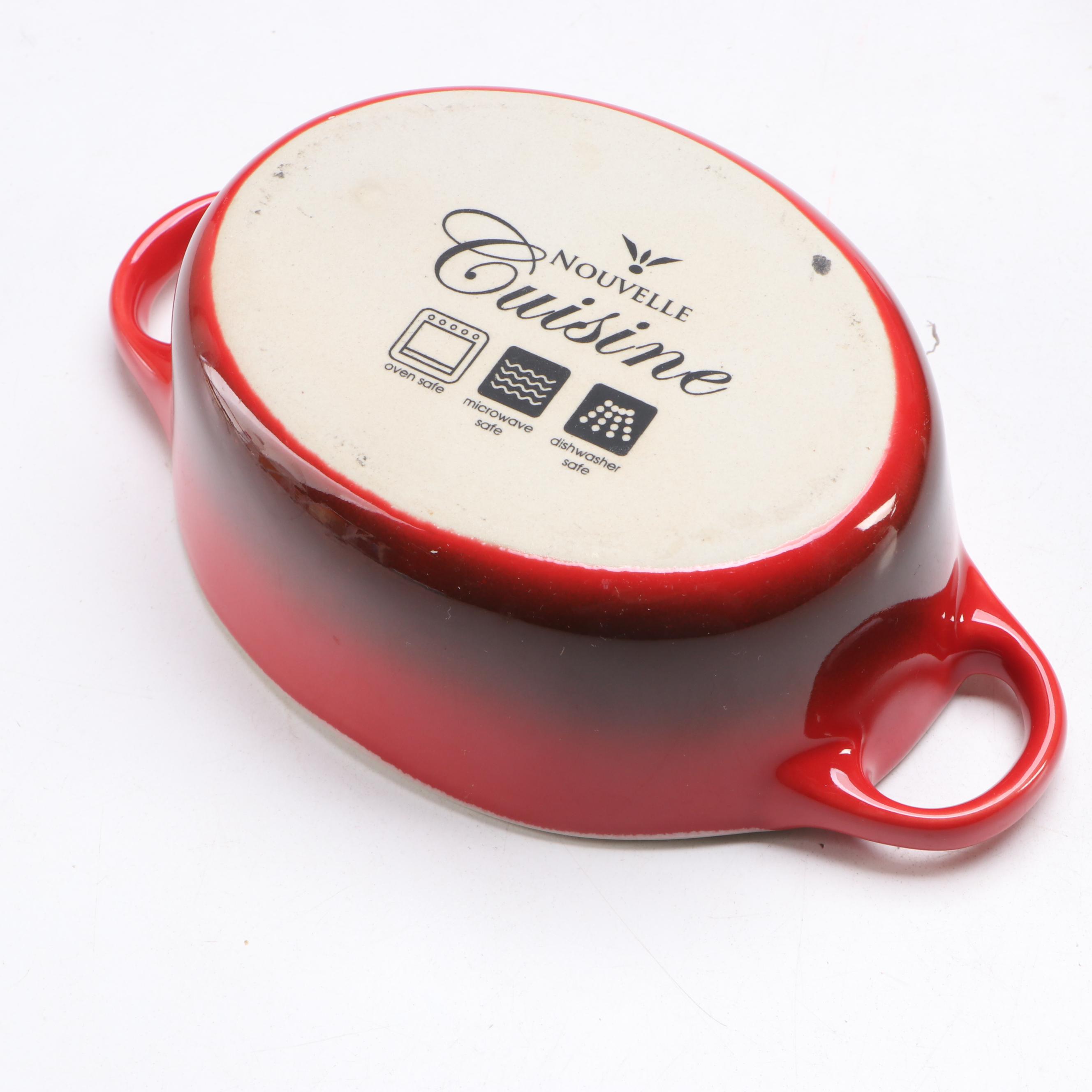 Le Creuset "Cerise Red" Heart Dutch Oven with Other Ceramic Baking Dishes