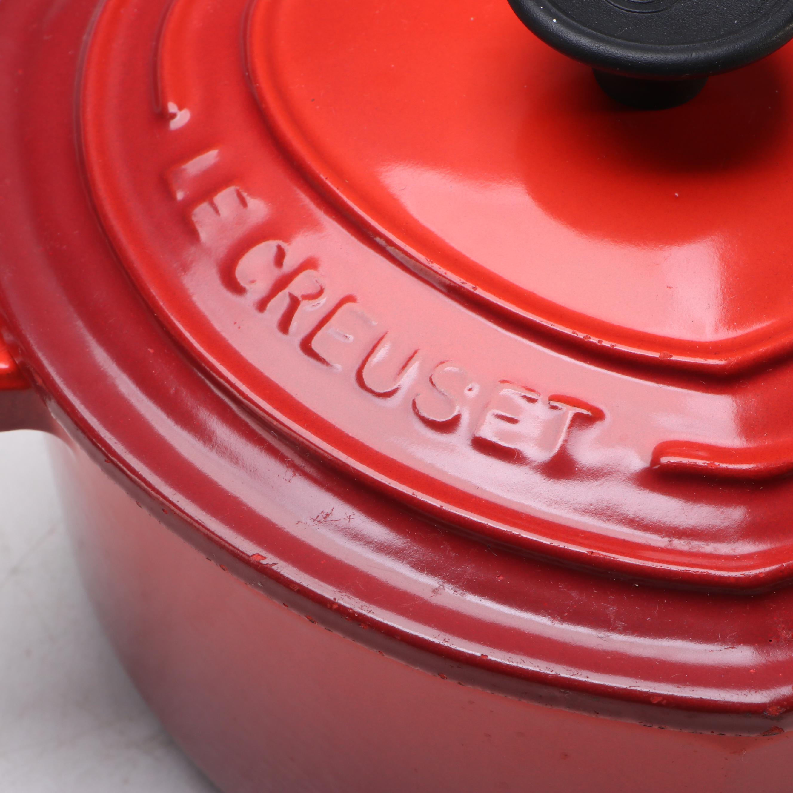 Le Creuset "Cerise Red" Heart Dutch Oven with Other Ceramic Baking Dishes