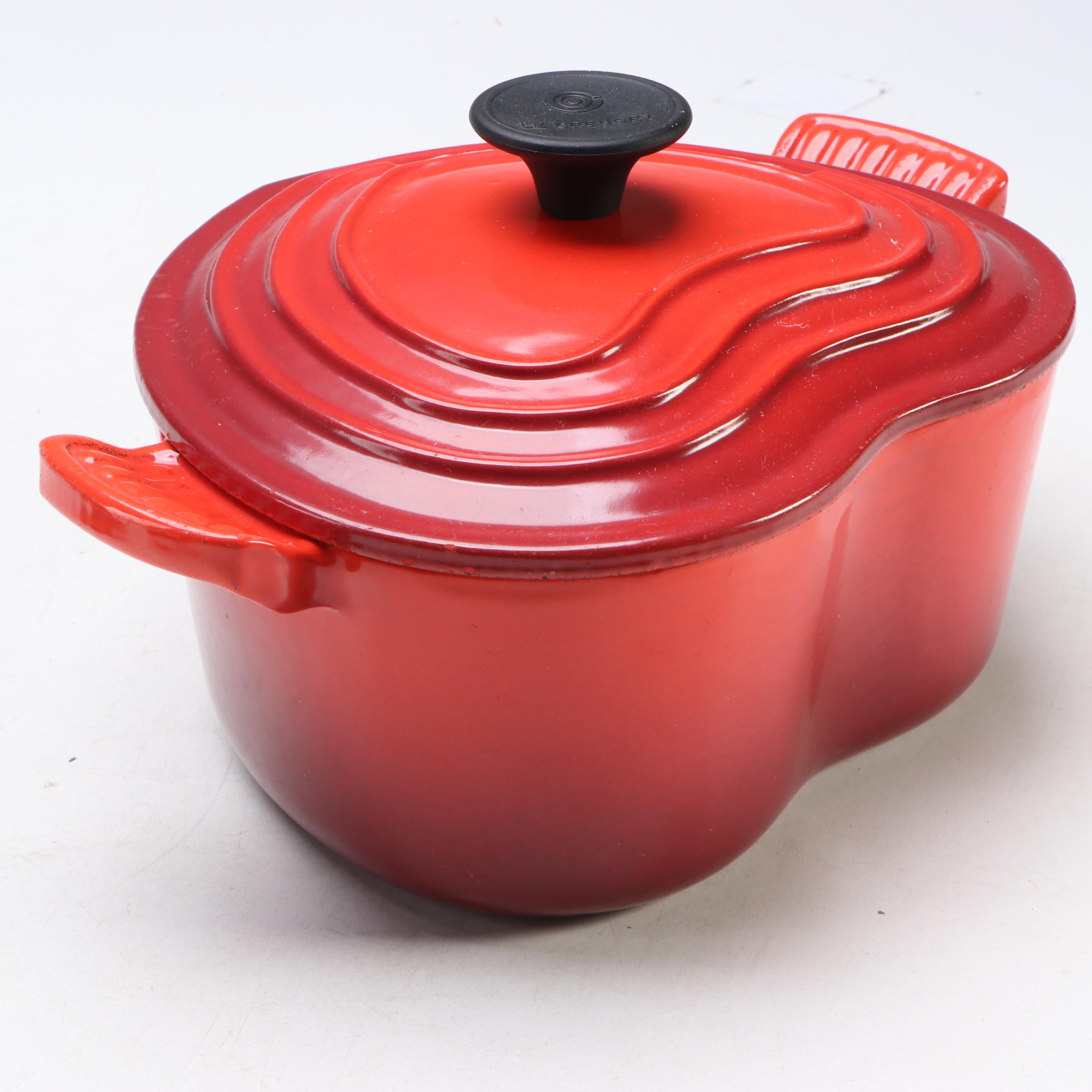 Le Creuset "Cerise Red" Heart Dutch Oven with Other Ceramic Baking Dishes
