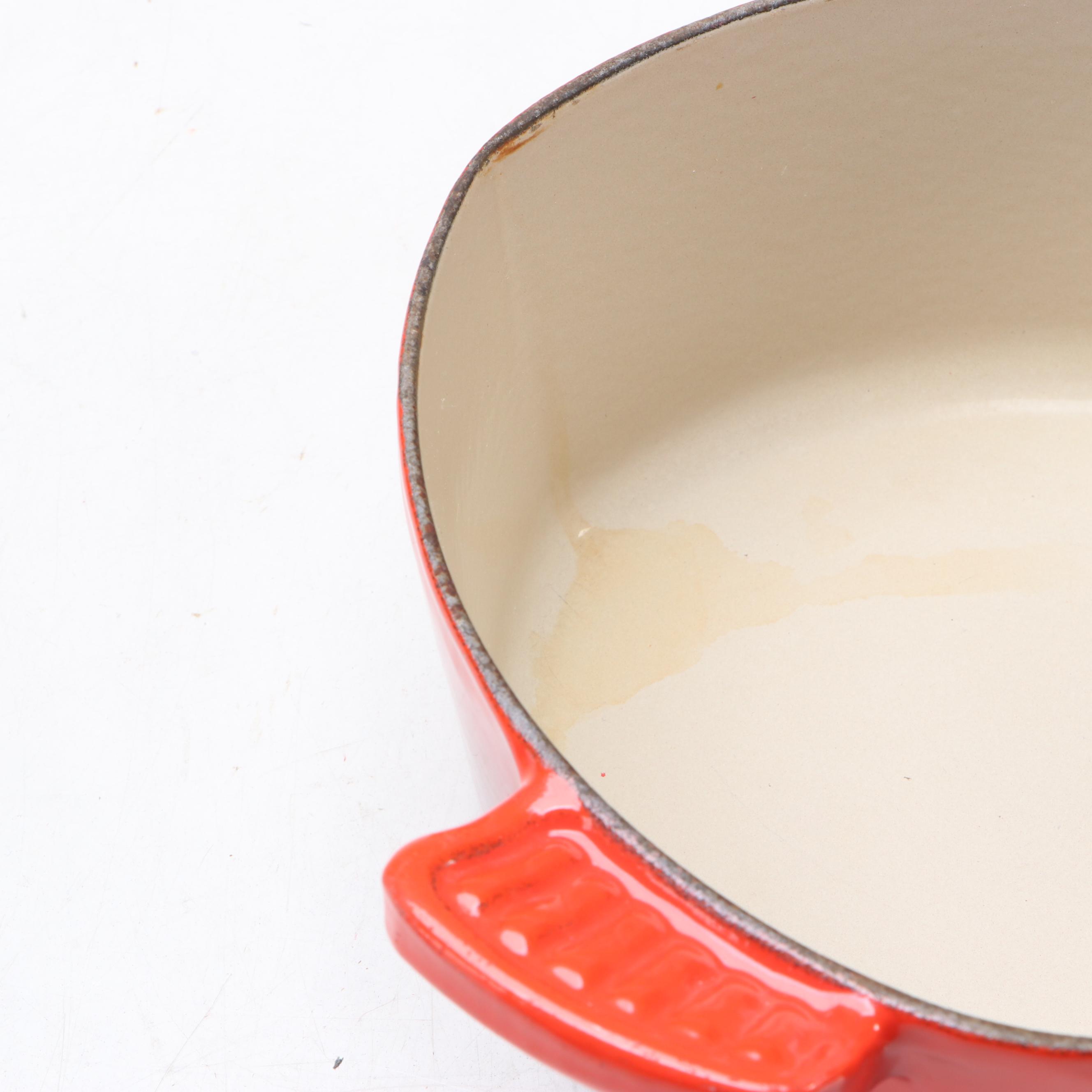 Le Creuset "Cerise Red" Heart Dutch Oven with Other Ceramic Baking Dishes
