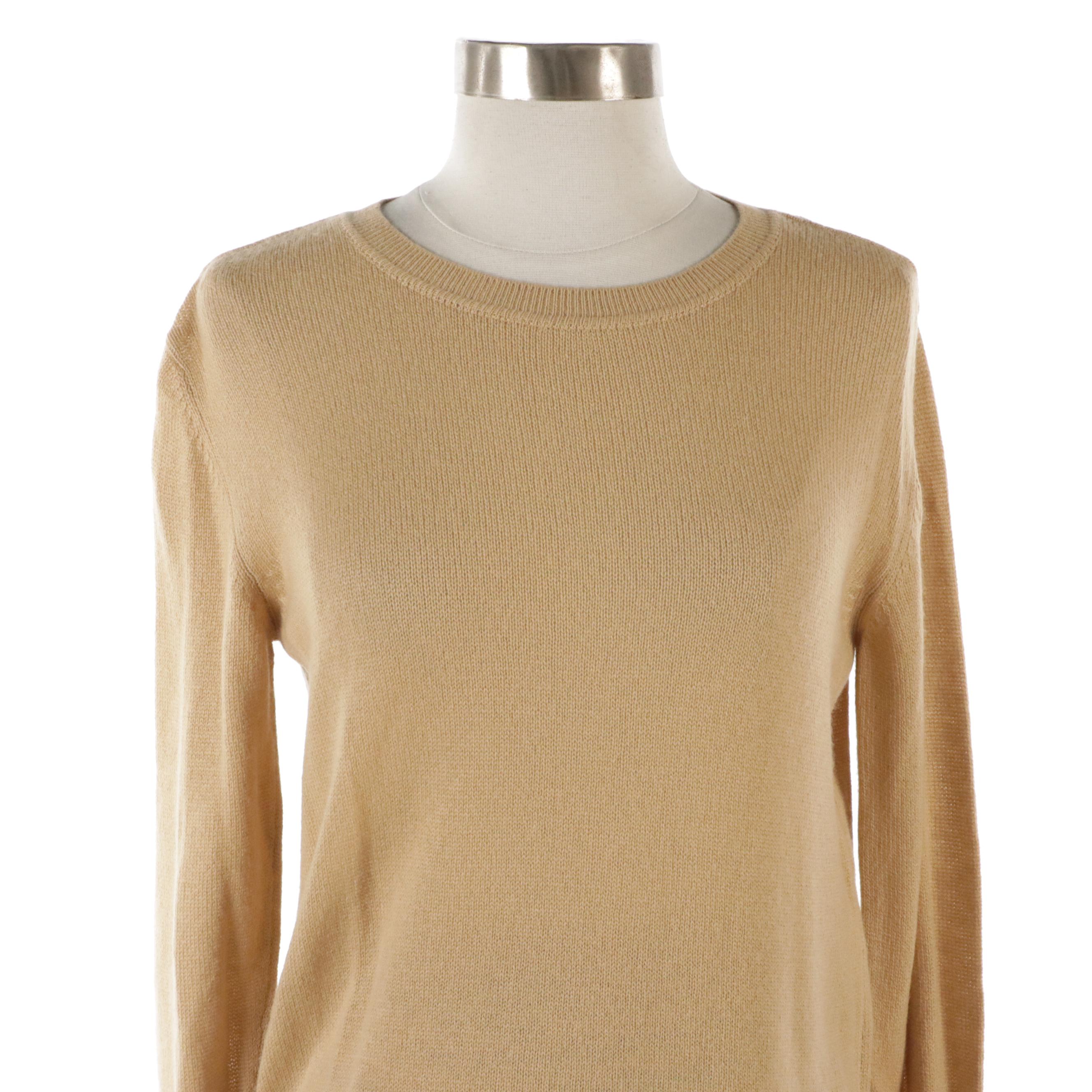 Missoni Orange Label Striped Sequin Knee-Length Skirt and Beige Cashmere Sweater