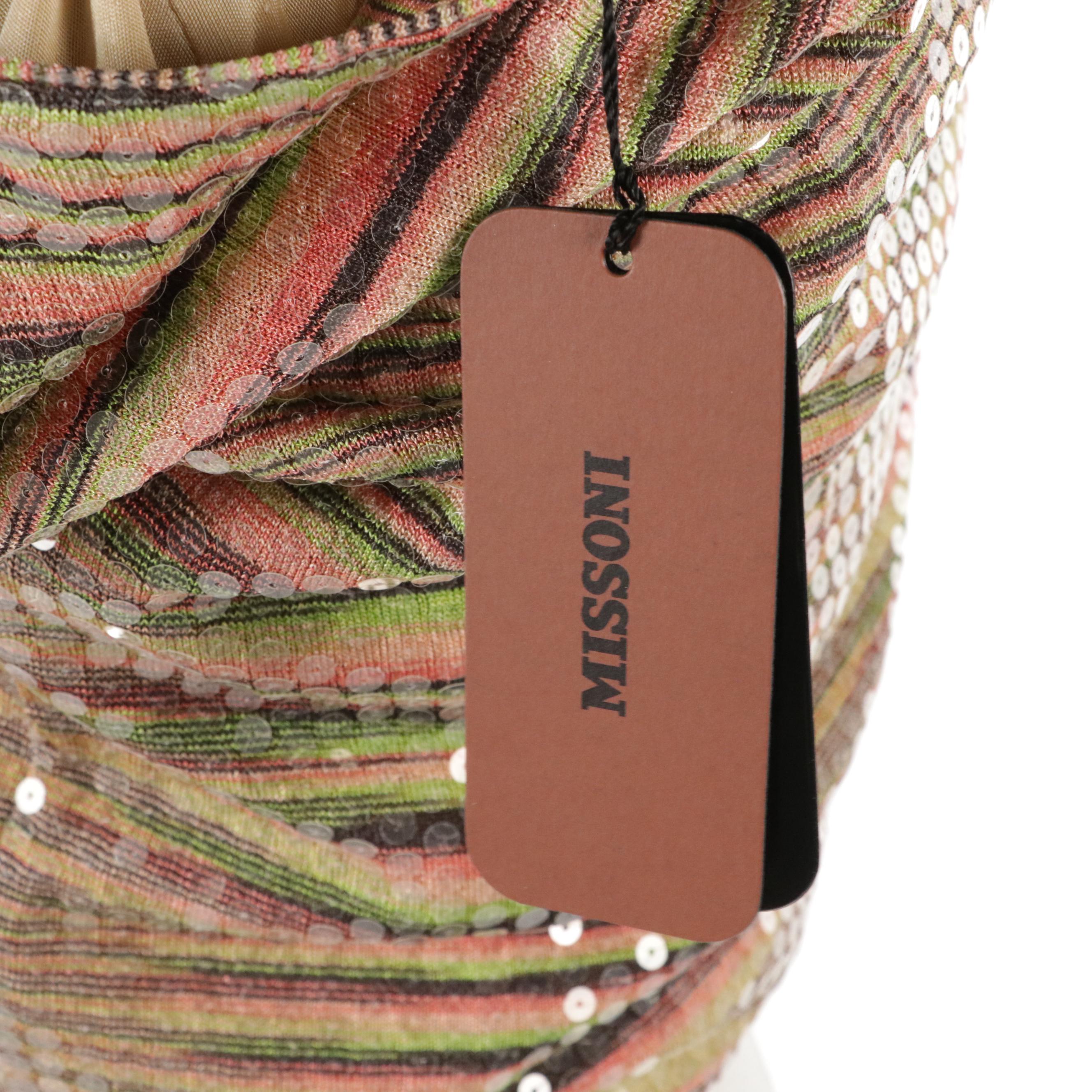 Missoni Orange Label Striped Sequin Knee-Length Skirt and Beige Cashmere Sweater