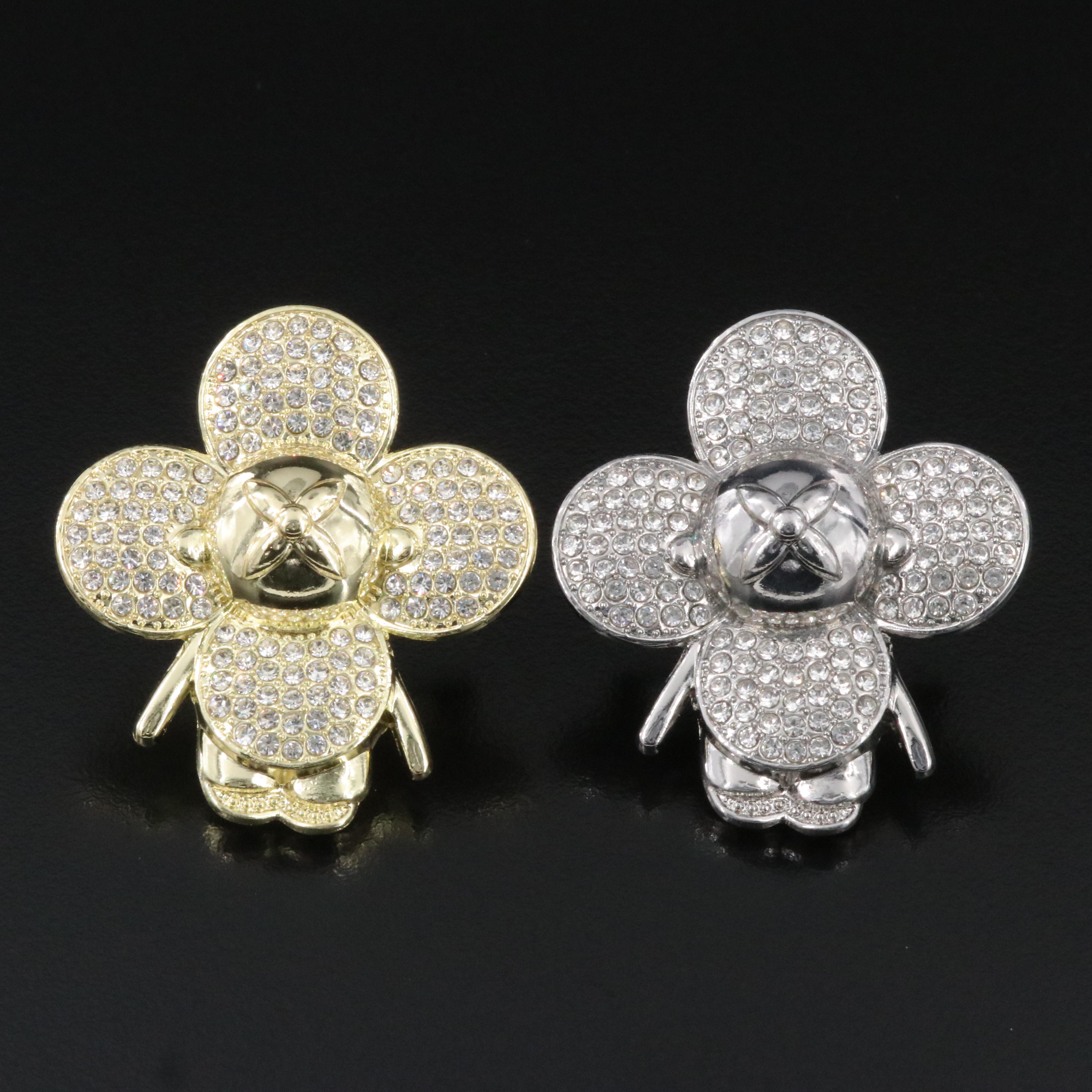 Rhinestone Floral Figure Brooches