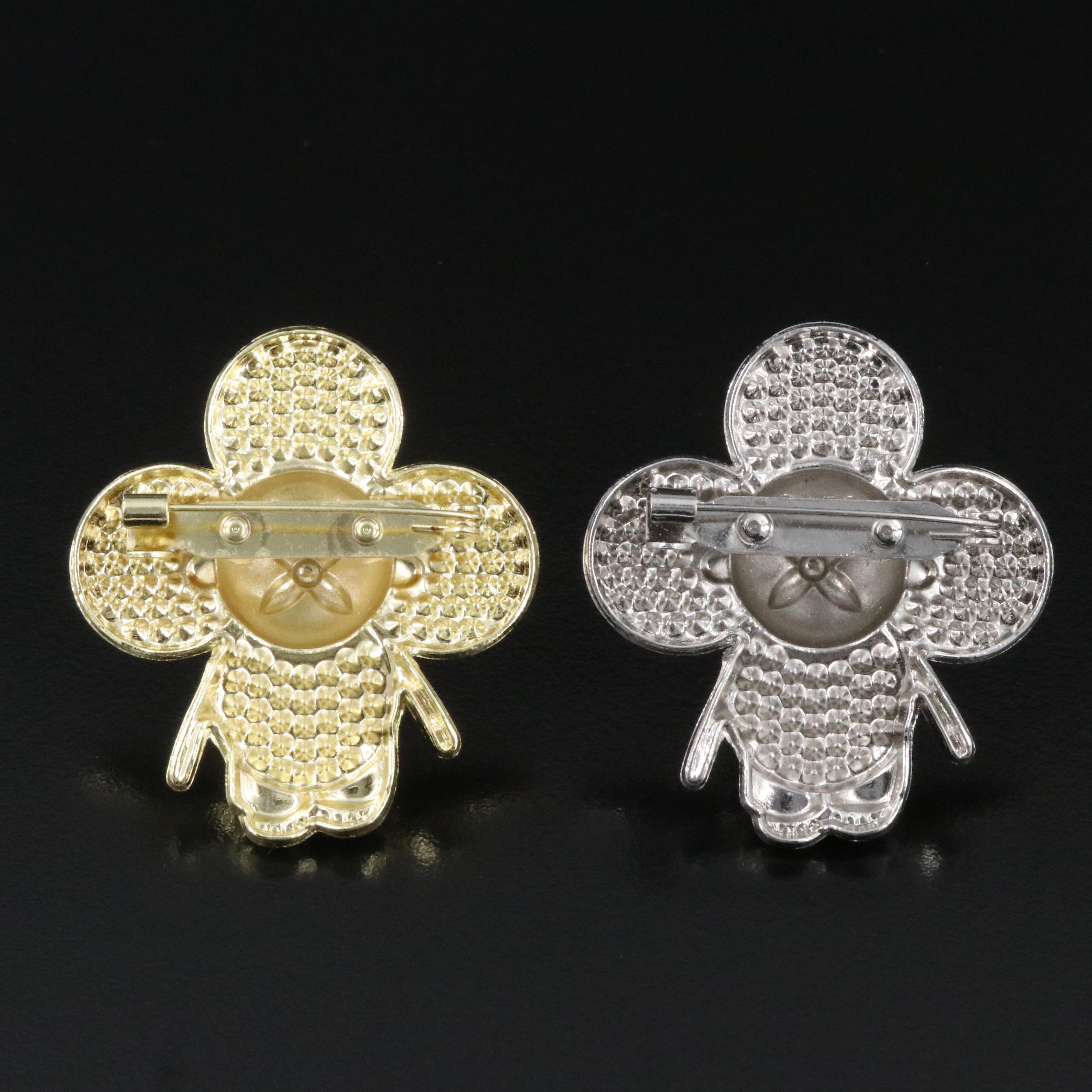 Rhinestone Floral Figure Brooches