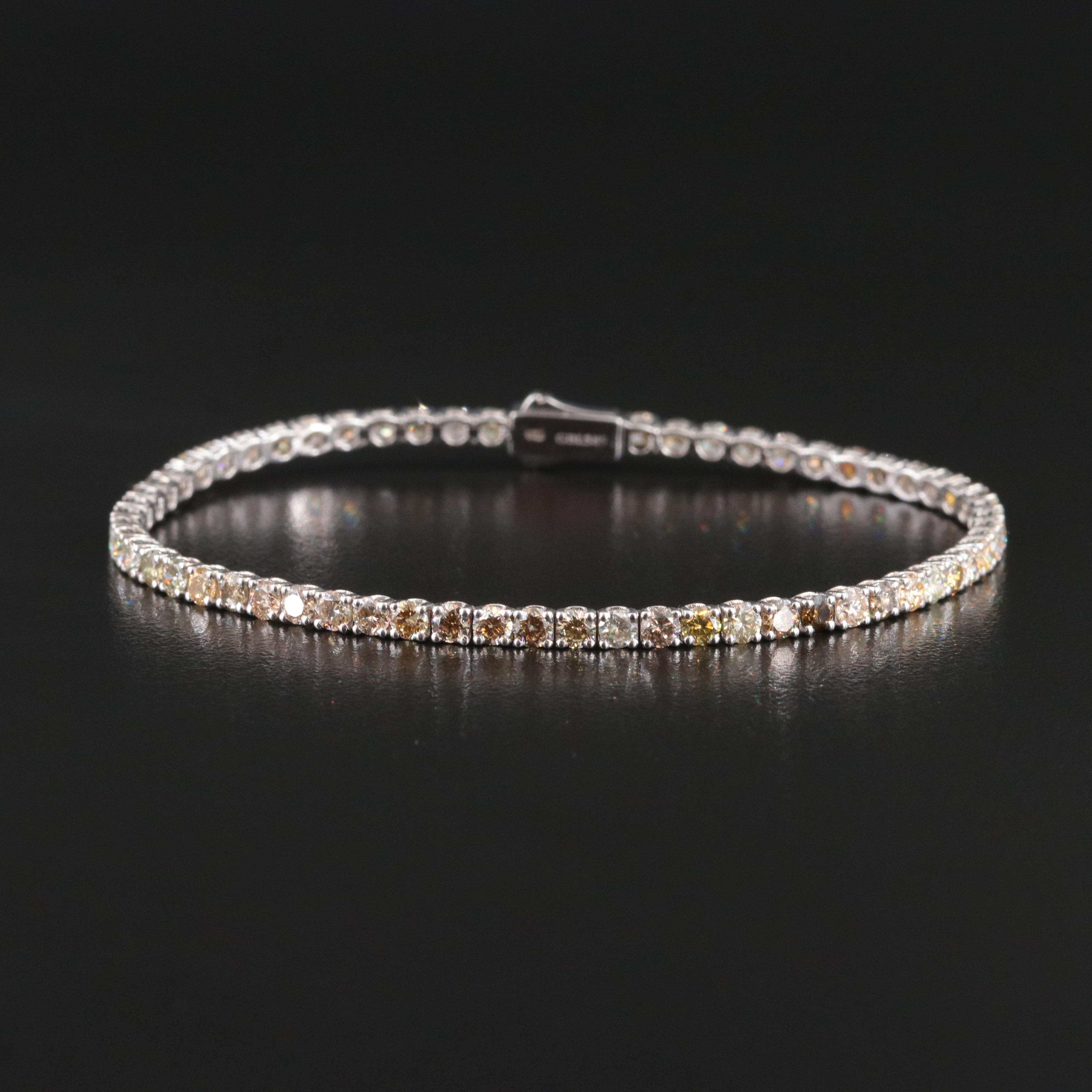 14K 5.55 CTW Fancy Diamond Line Bracelet with IGI Jewelry Report