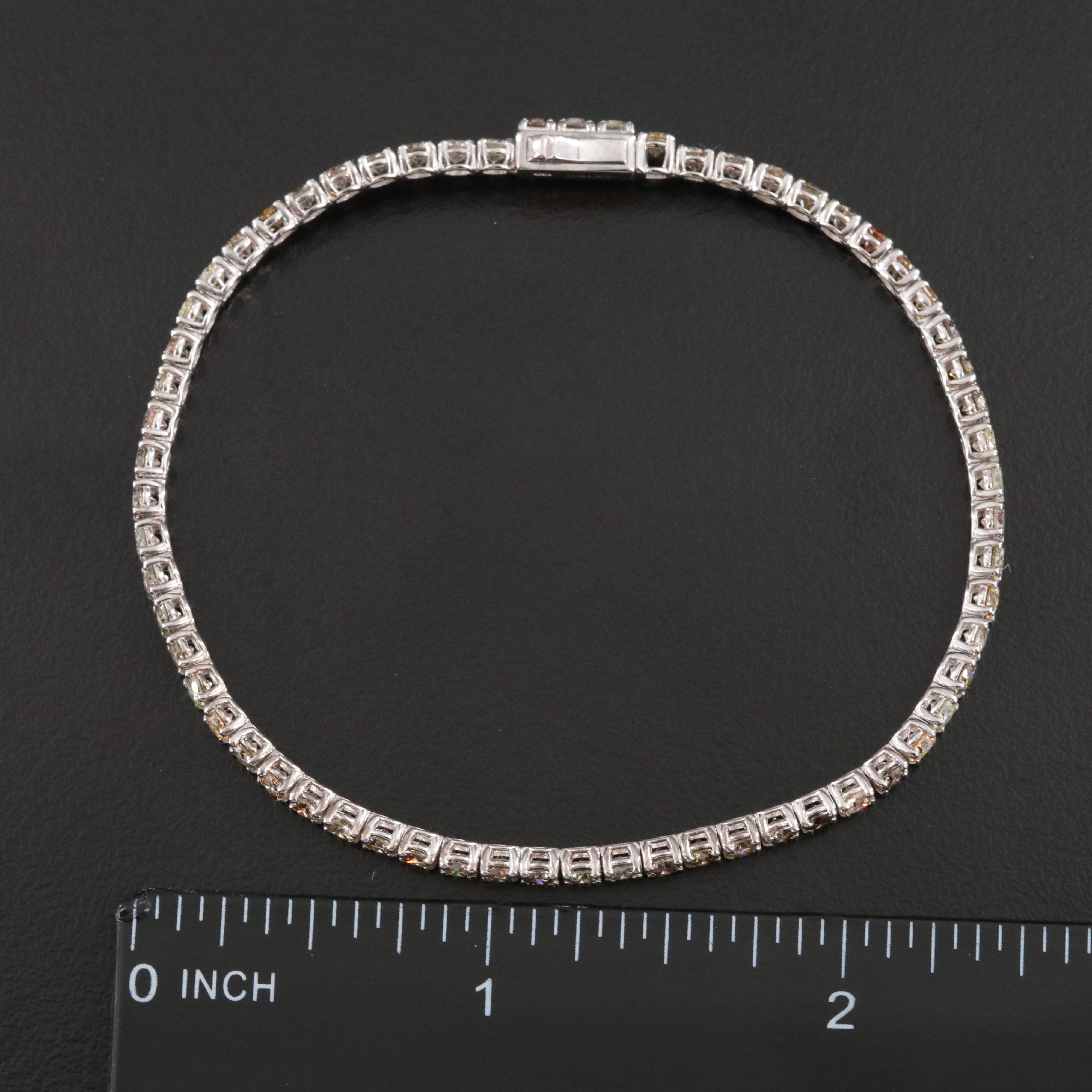 14K 5.55 CTW Fancy Diamond Line Bracelet with IGI Jewelry Report