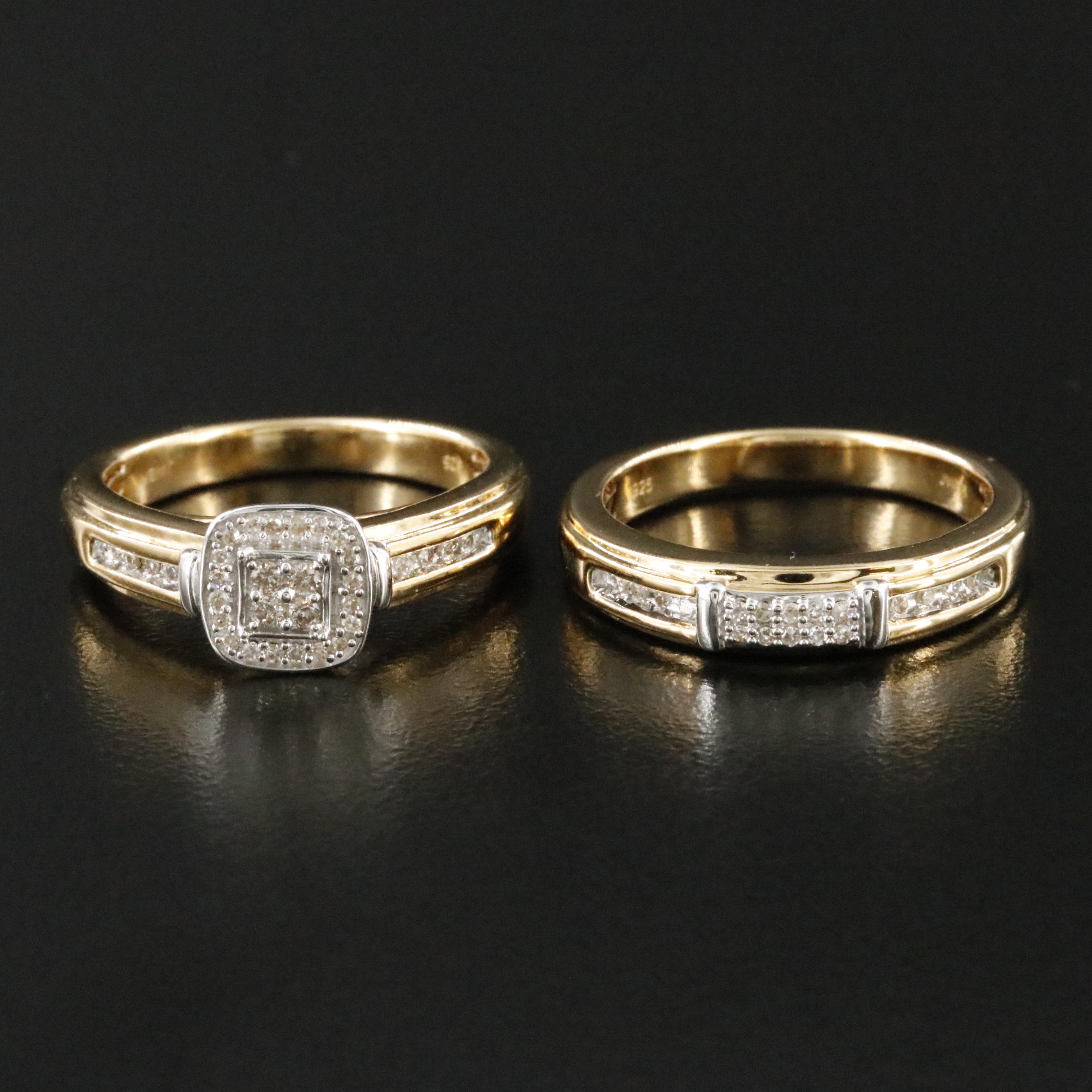 Sterling Diamond Ring Set