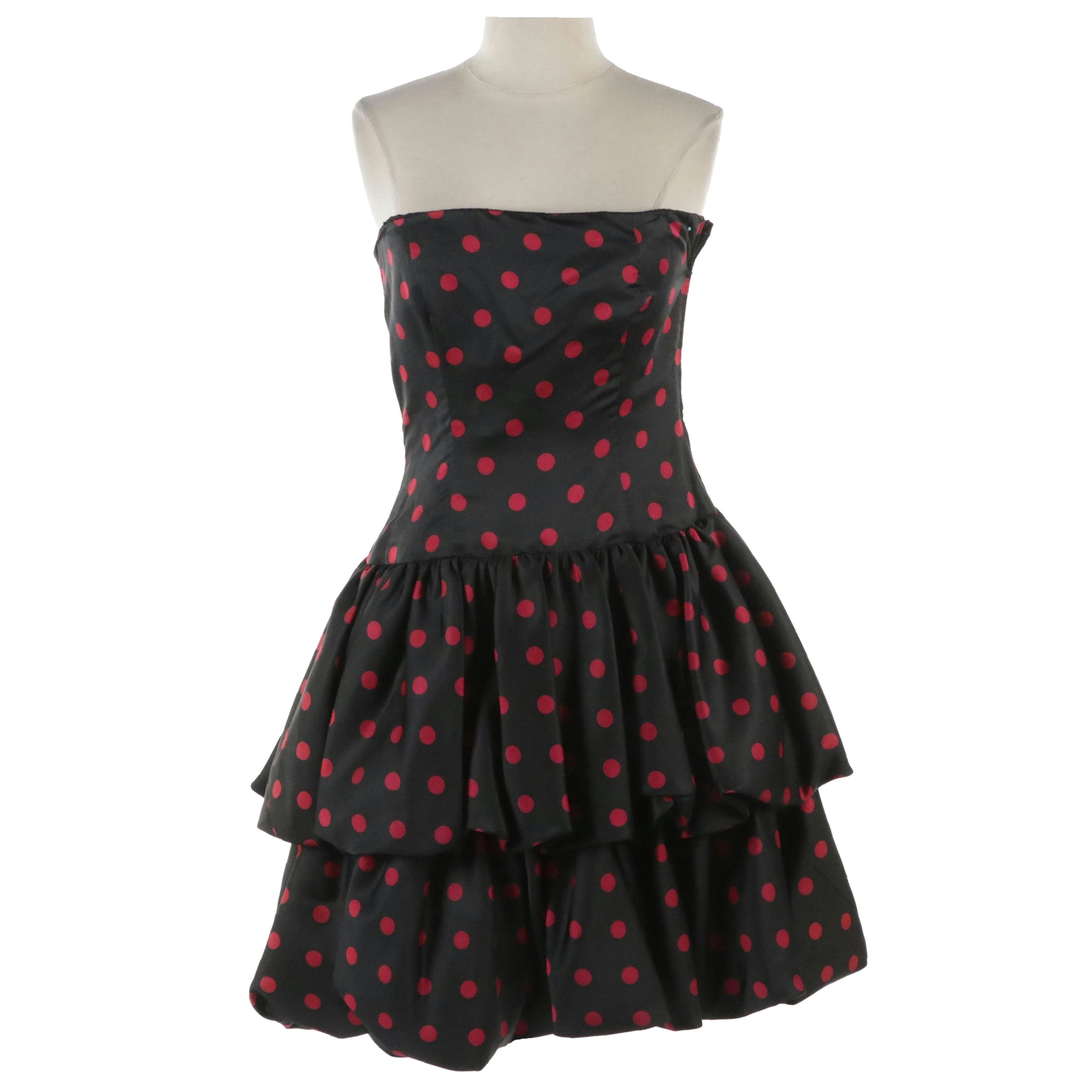 Bills Blass for Giorgio Beverly Hills Vintage Polka Dot Strapless Party Dress