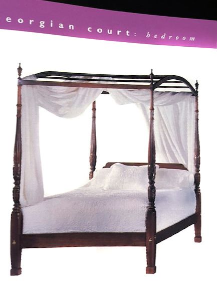 Ethan Allen "Georgian Court" Cherry King Size Canopy Bed Frame, 1985