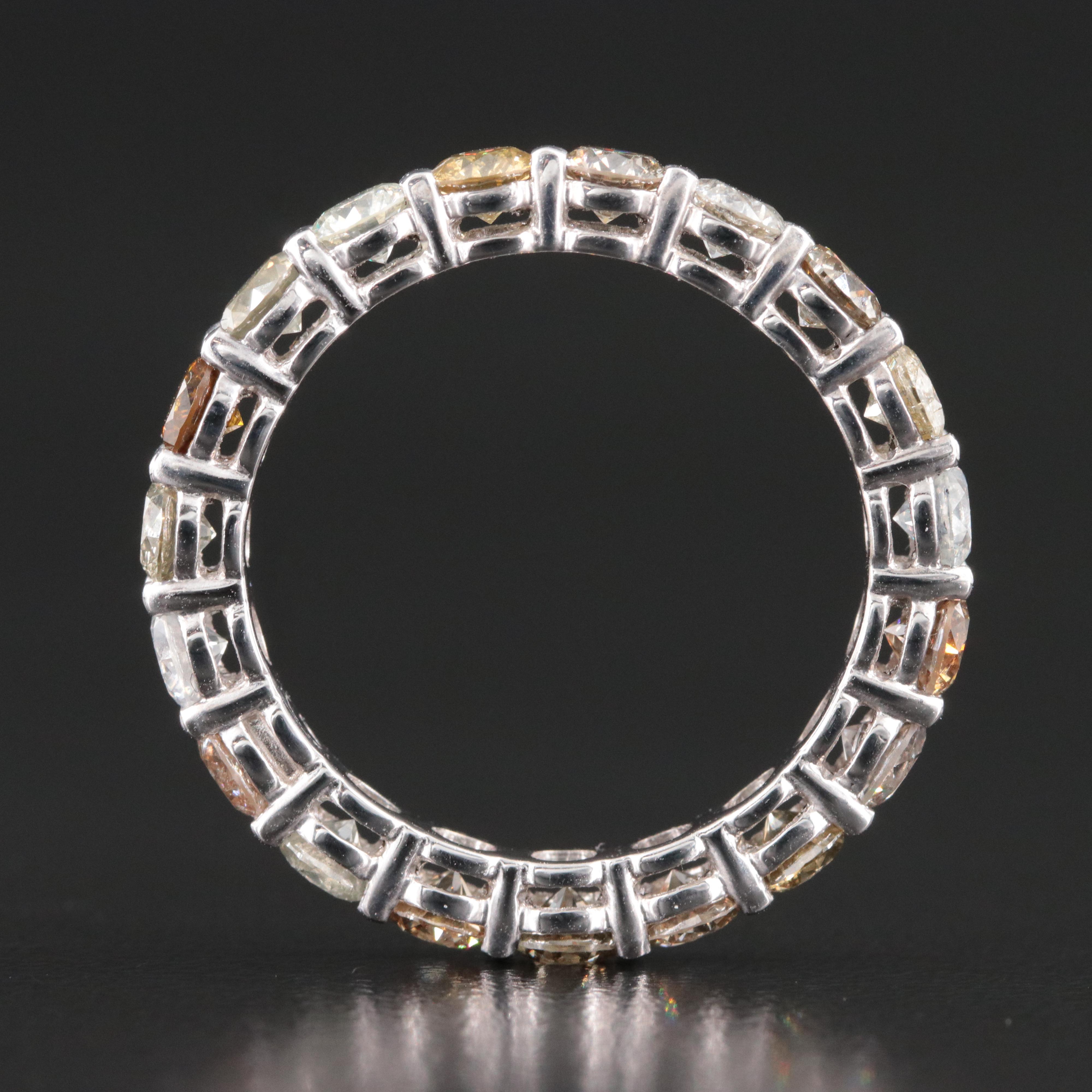 18K 3.10 CTW Fancy Diamond Eternity Ring with IGI Jewelry Report